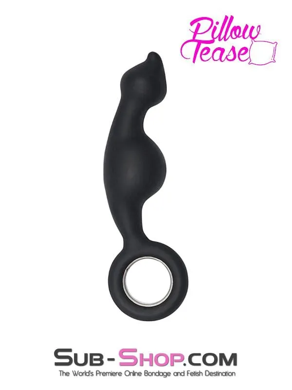 1650M      Double Bulb Silicone Anal Massager with Metal Pull Ring - LAST CHANCE - Final Closeout!