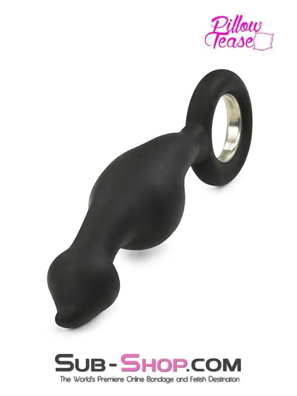 1650M      Double Bulb Silicone Anal Massager with Metal Pull Ring - LAST CHANCE - Final Closeout!