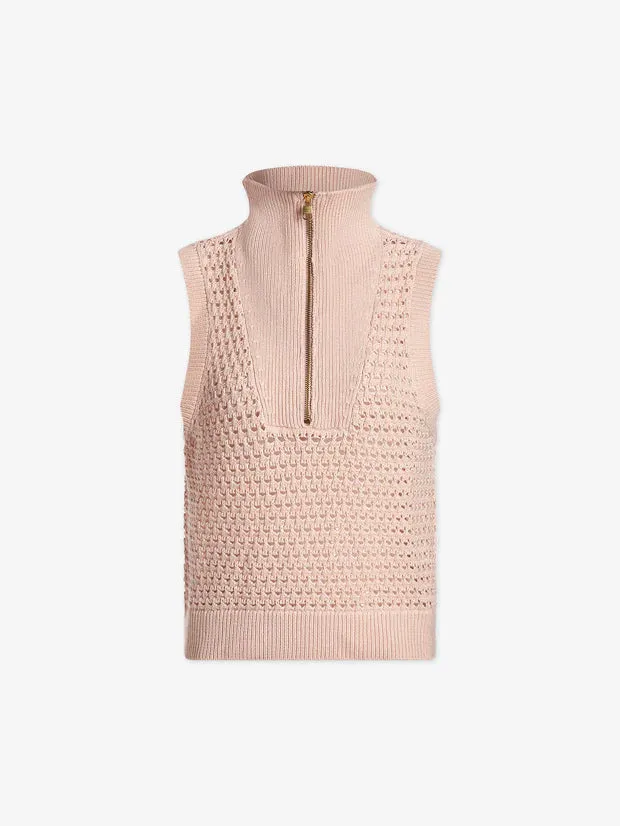 Bains Half Zip Tank Silver Peony