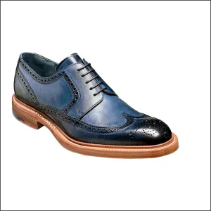 Barker Bailey Navy Hand Painted Derby Wingtip Brogue=