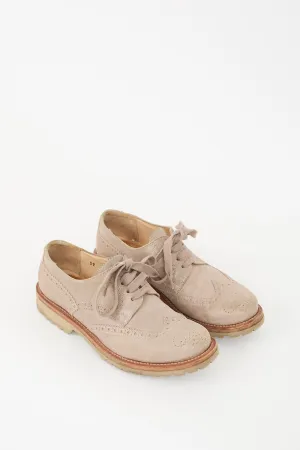 Beige Suede Brogue Derby