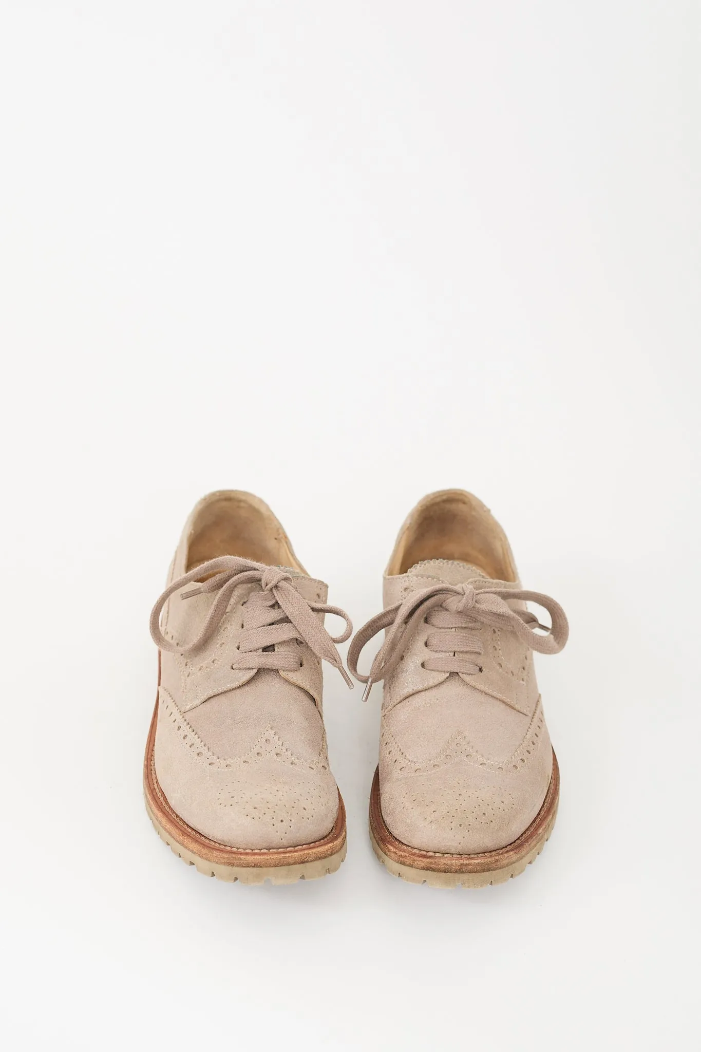 Beige Suede Brogue Derby