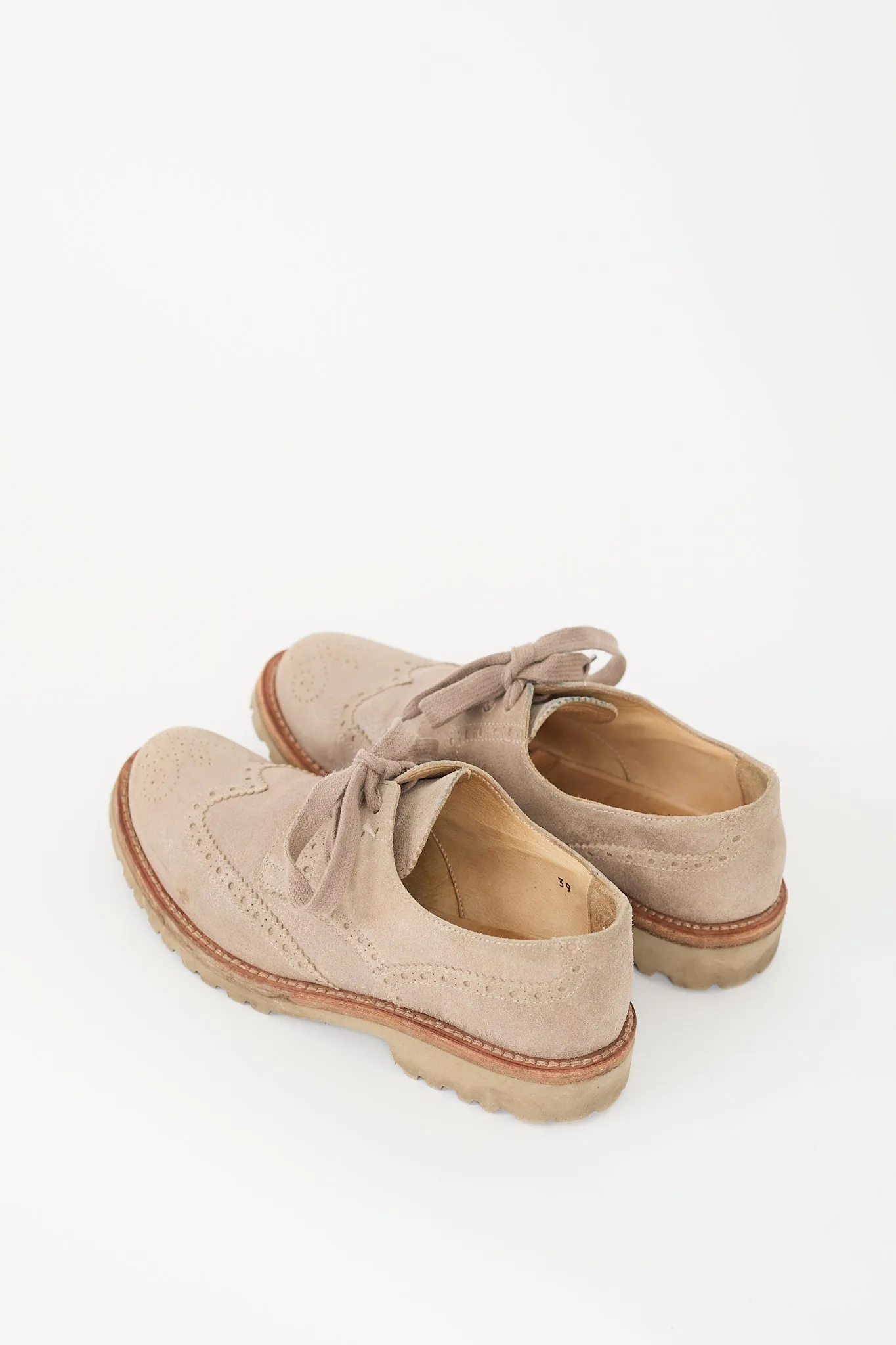 Beige Suede Brogue Derby