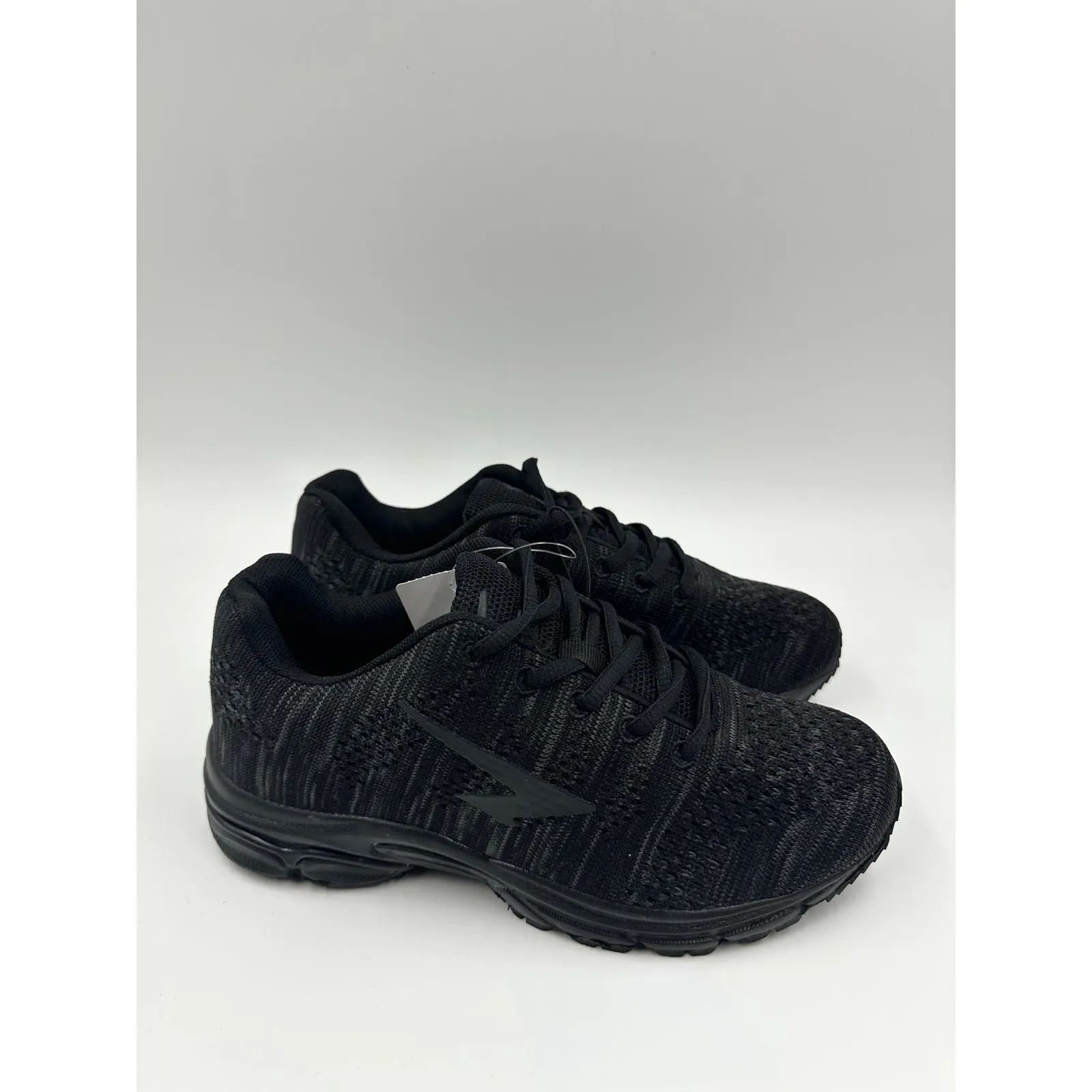 Big Kids Size 4 Black Sneaker with Laces and Gray Accents