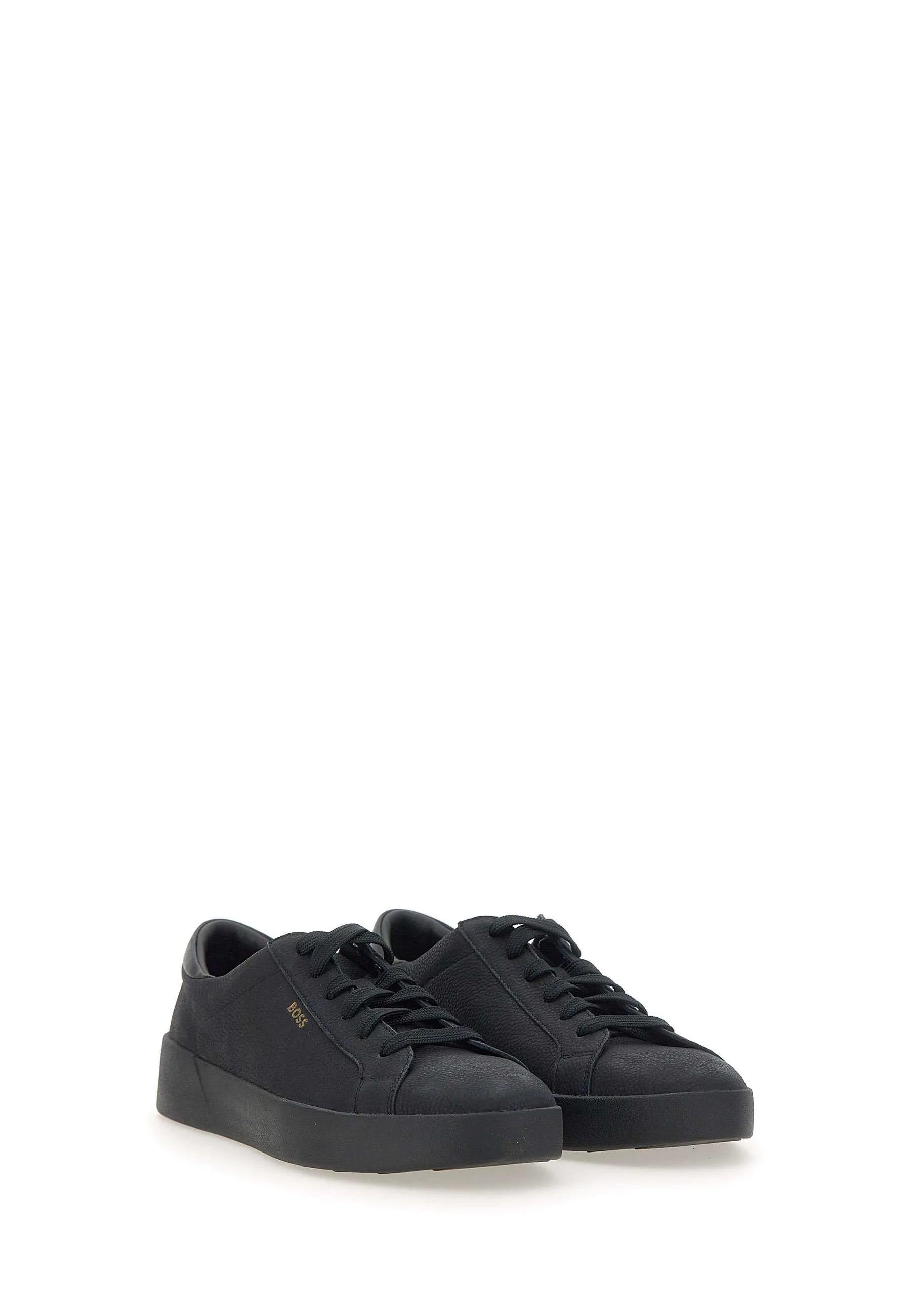 Black Hammered Leather Trainers