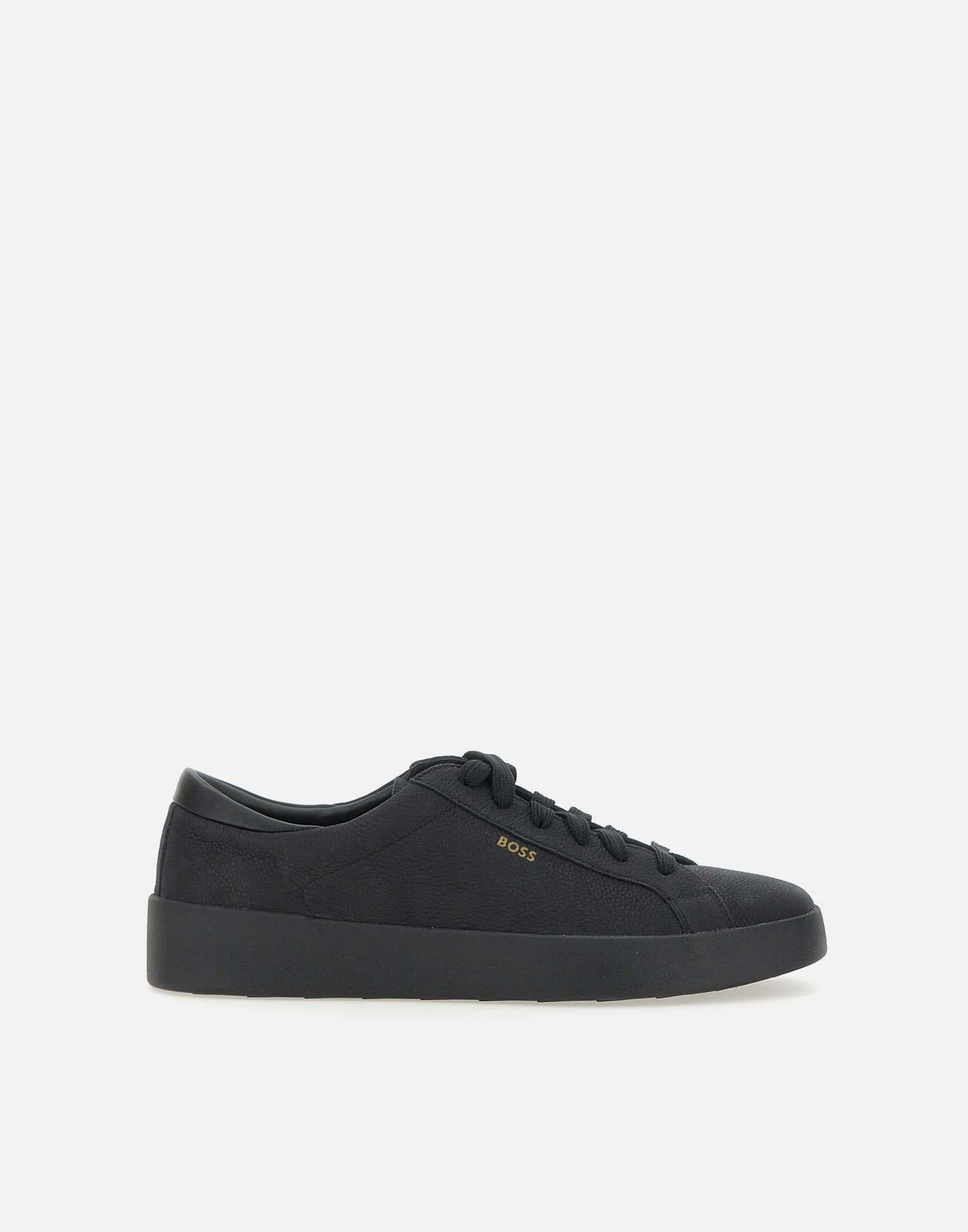 Black Hammered Leather Trainers