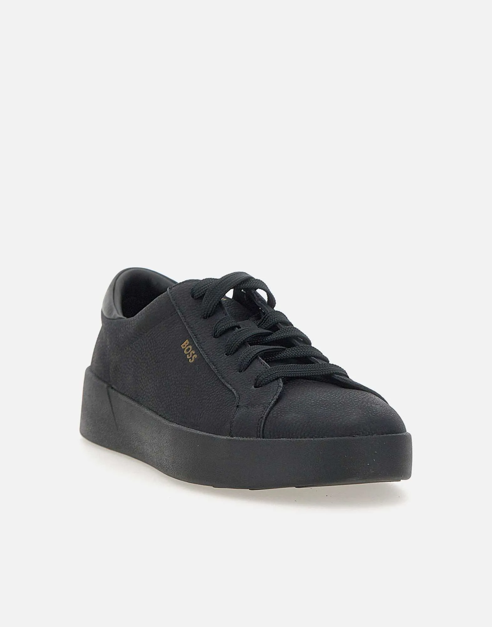 Black Hammered Leather Trainers