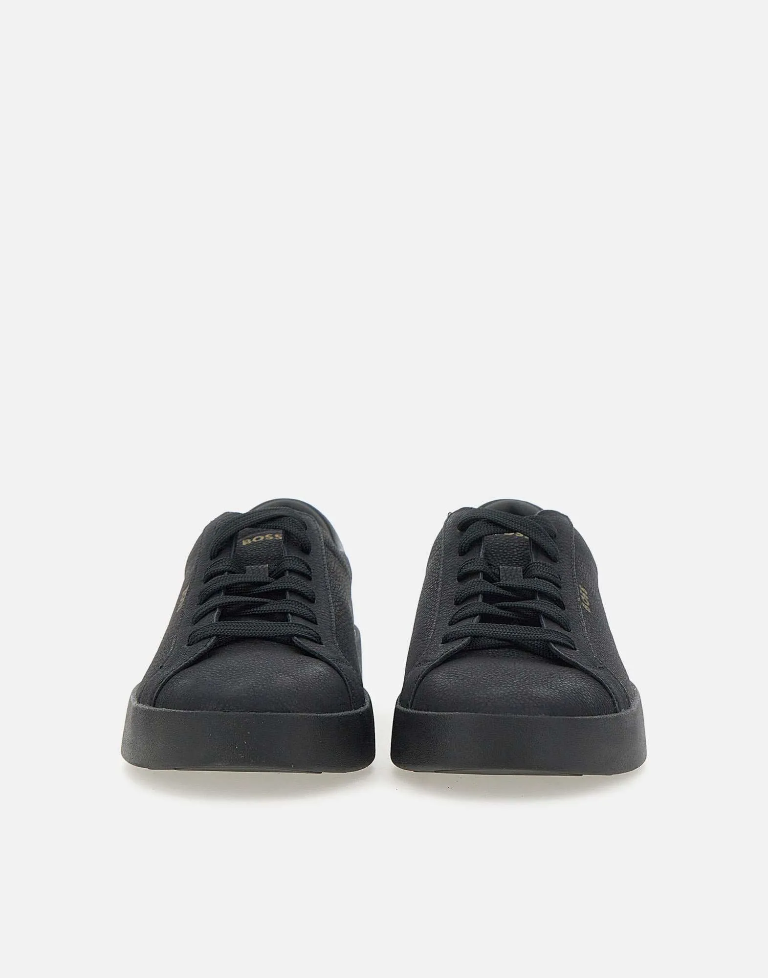 Black Hammered Leather Trainers