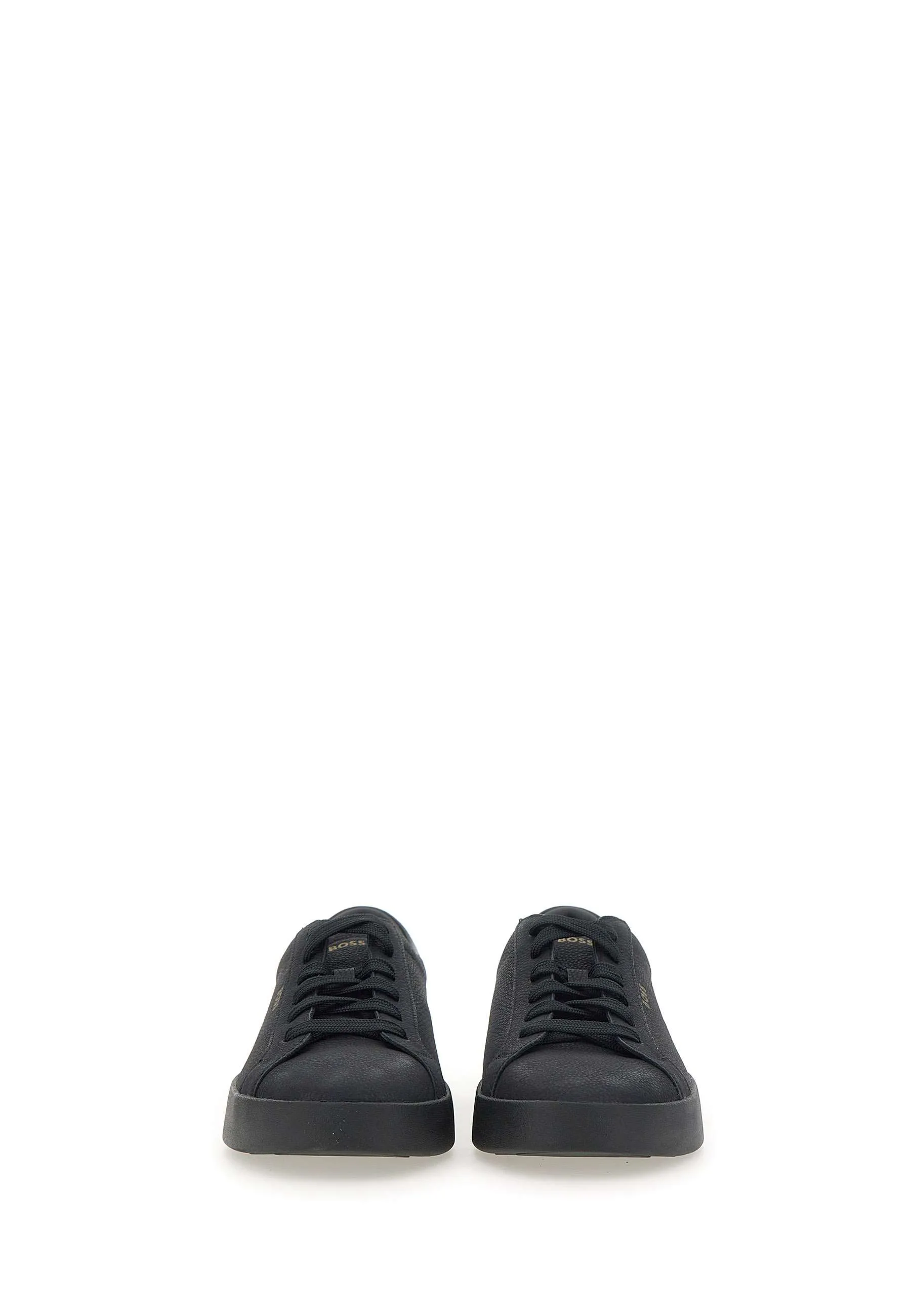 Black Hammered Leather Trainers