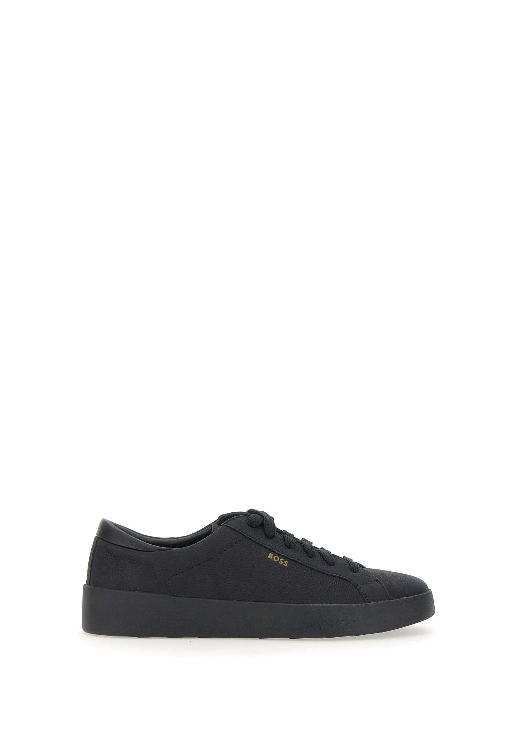 Black Hammered Leather Trainers