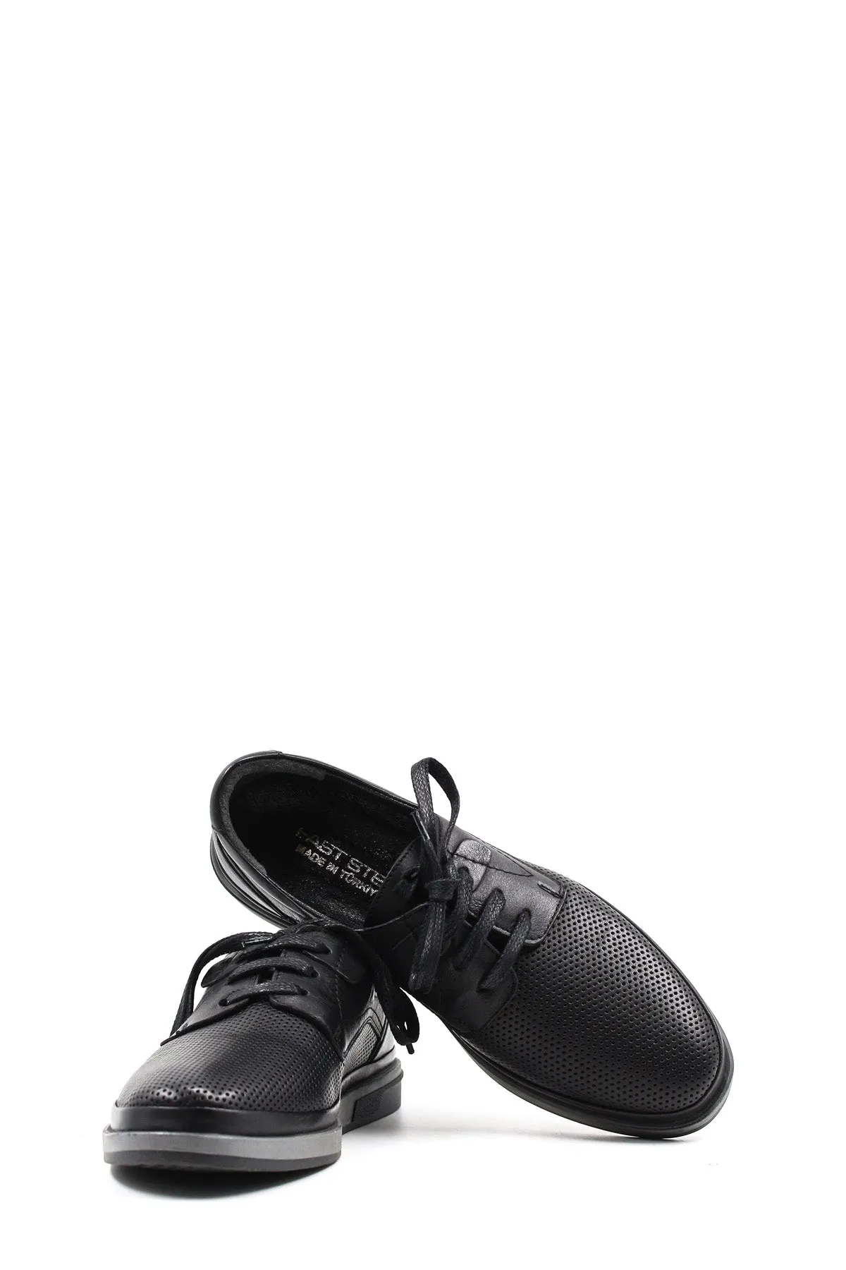 Black Perforated Leather Derby-Wessi