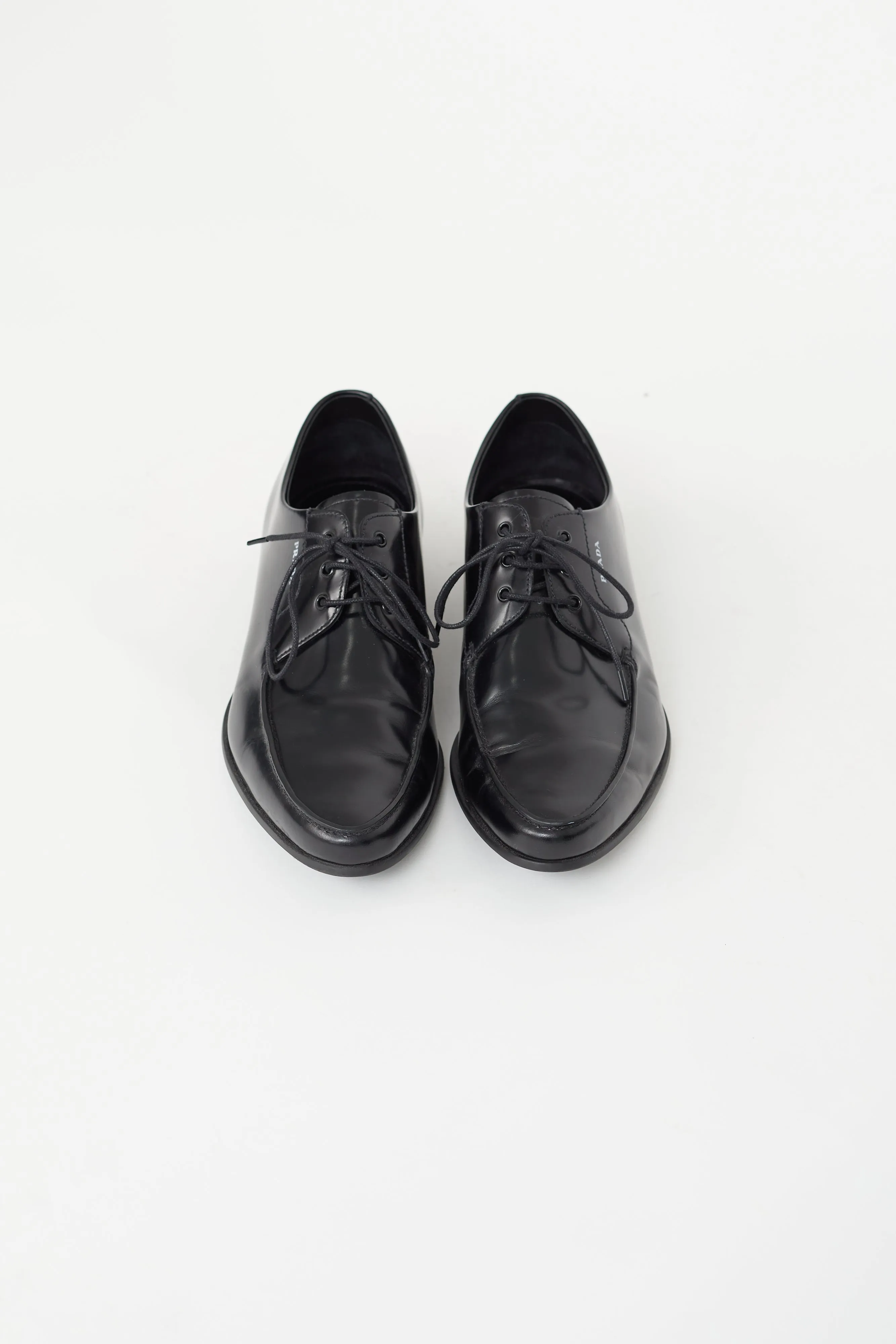 Black Pointed Moc Toe Leather Derby