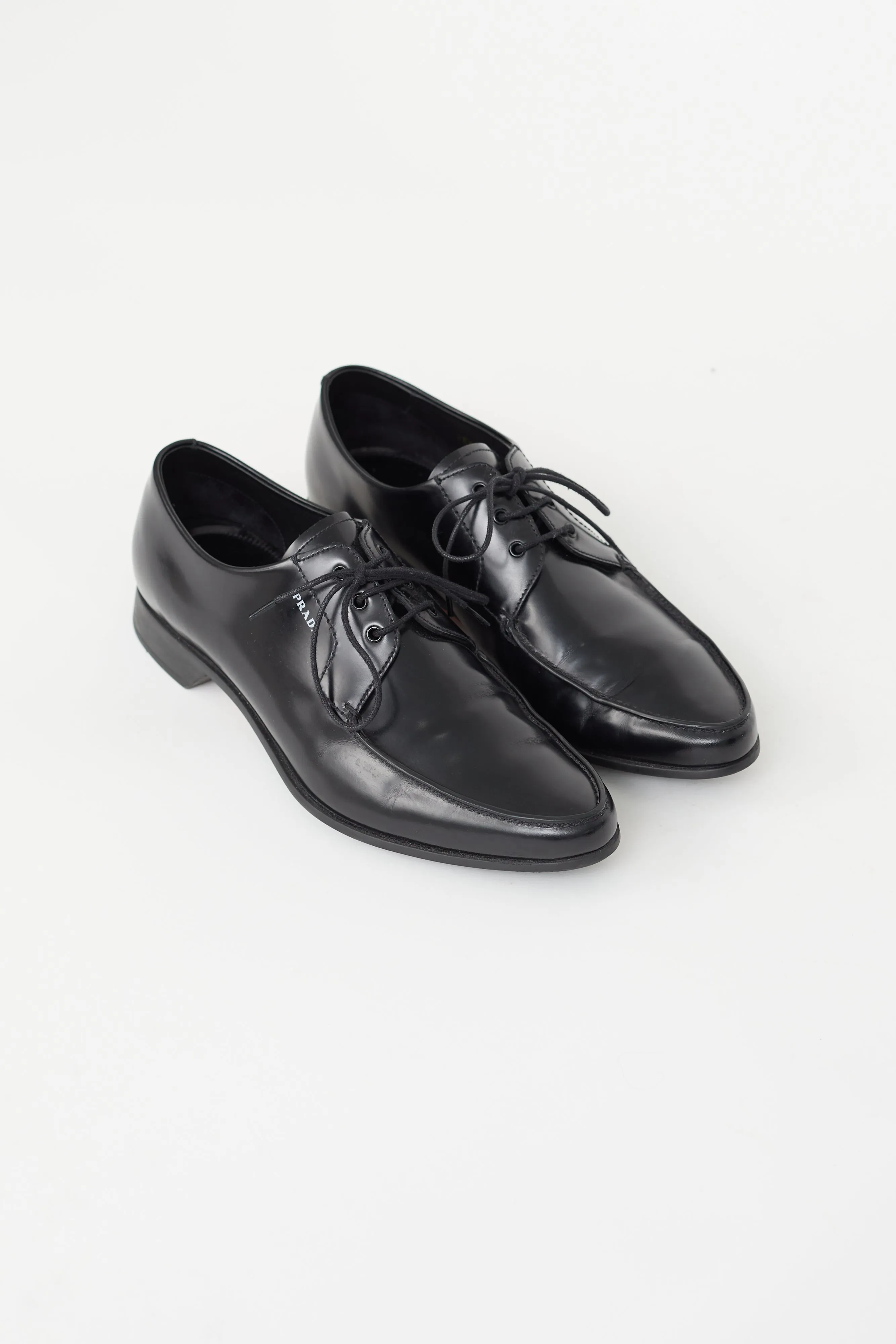 Black Pointed Moc Toe Leather Derby