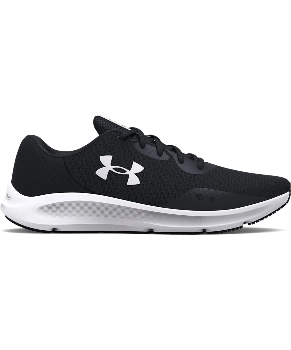 Black/Black/White - UA women's charged pursuit 3 trainers