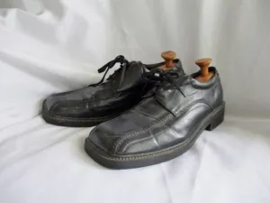 CA CARRINI COLLECTION Leather OXFORD Shoe BLACK 13 Square Toe Derby Mens