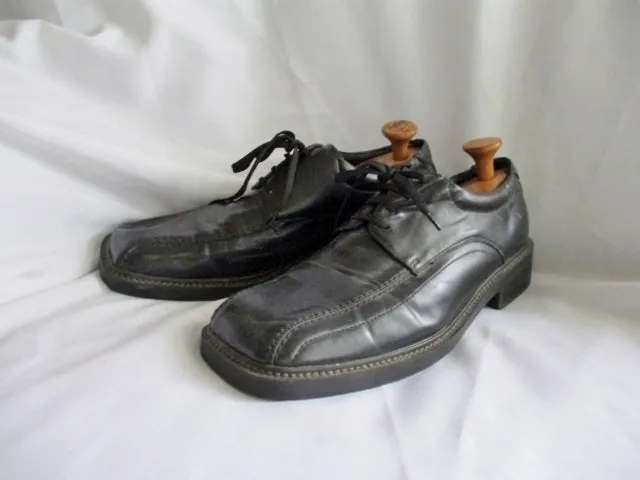 CA CARRINI COLLECTION Leather OXFORD Shoe BLACK 13 Square Toe Derby Mens