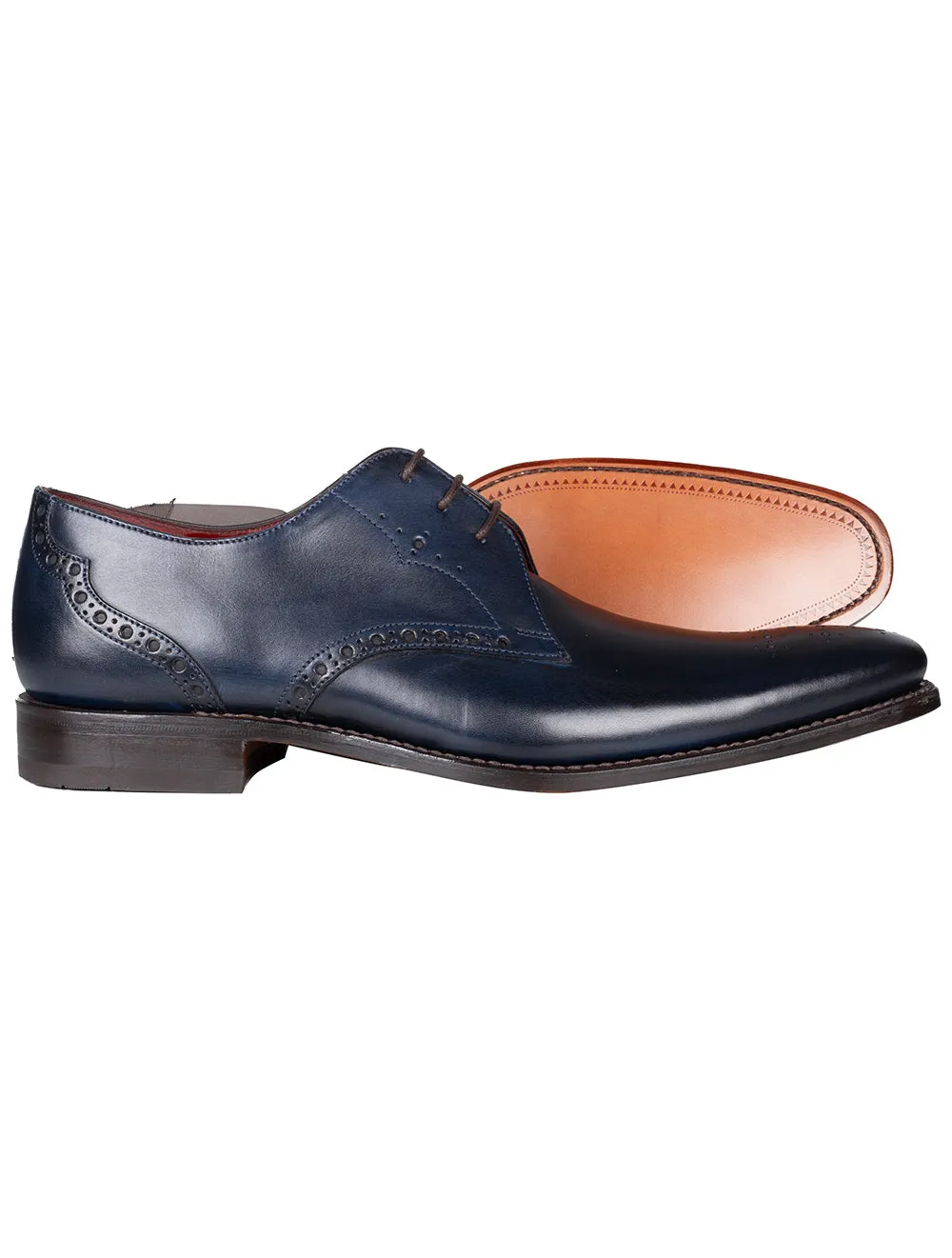 Calf Punched Derby Shoes Blue