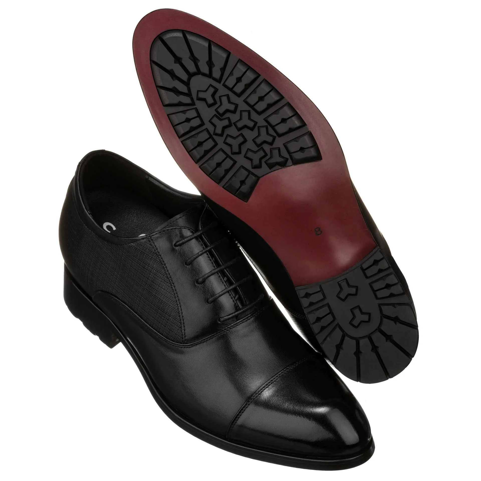 CALTO - Y6710 - 3 Inches Taller (Black) - Dress Shoes