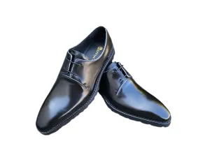 Carrucci Black Lace-Up Shoes Oxford Genuine Leather Whole Cut Derby with Lug Sole