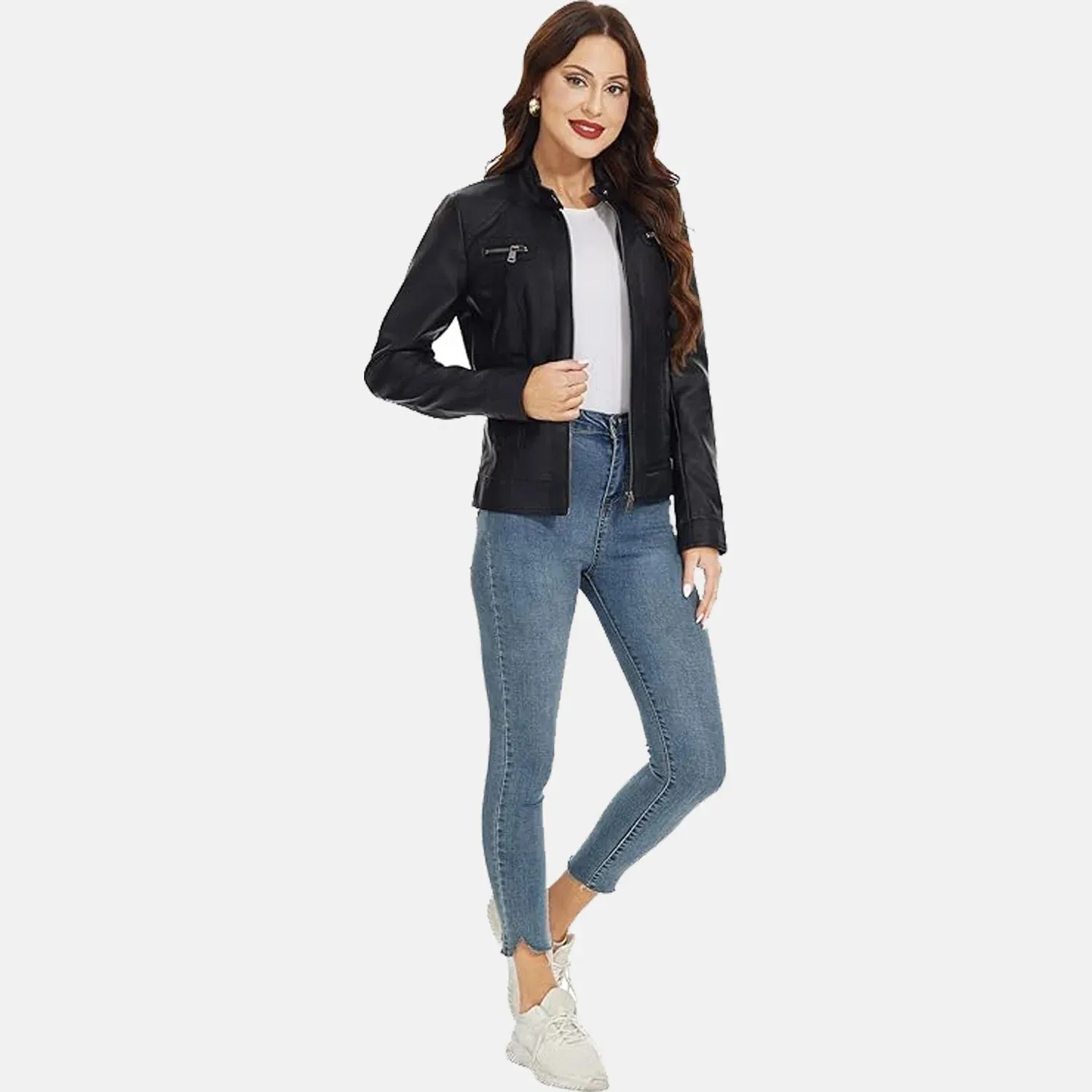 City Varsity Leather Bomber Jacket for Women | Order Now