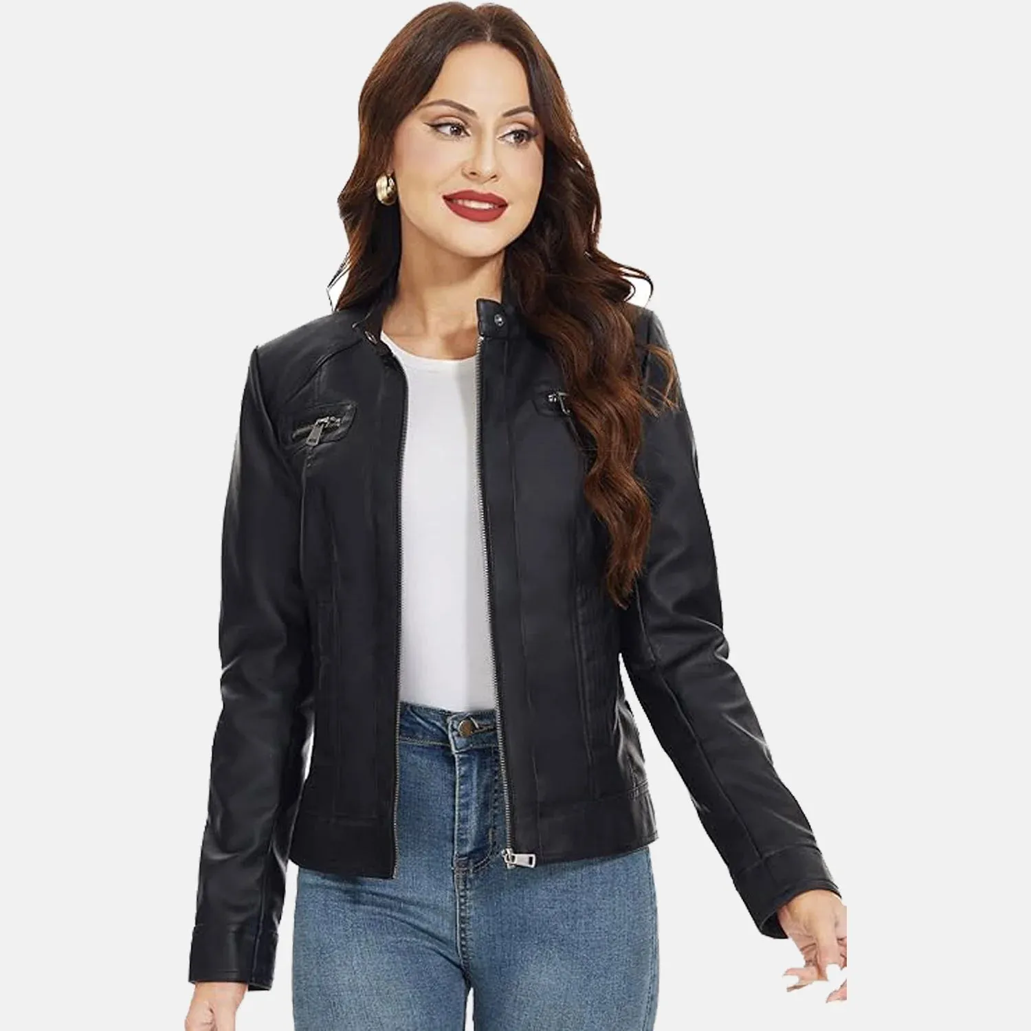 City Varsity Leather Bomber Jacket for Women | Order Now