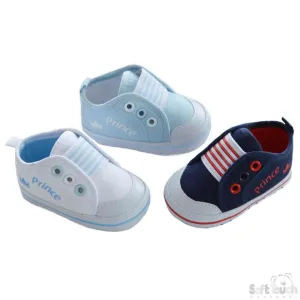 Cotton Twill Trainer Shoes W/2-Coloured Eyelets & Prince Printing On Side: B2164