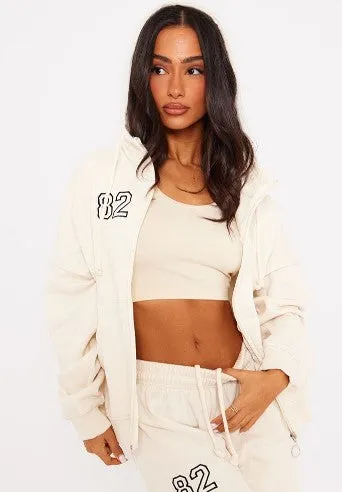 Cream 82 Varsity Zip Up Hoodie