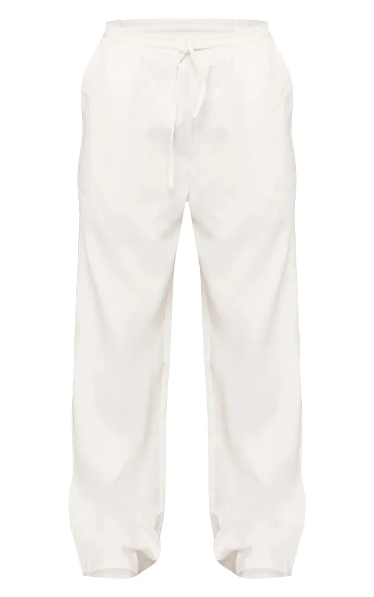 Cream Premium Twill Blend Drawstring Waist Trousers