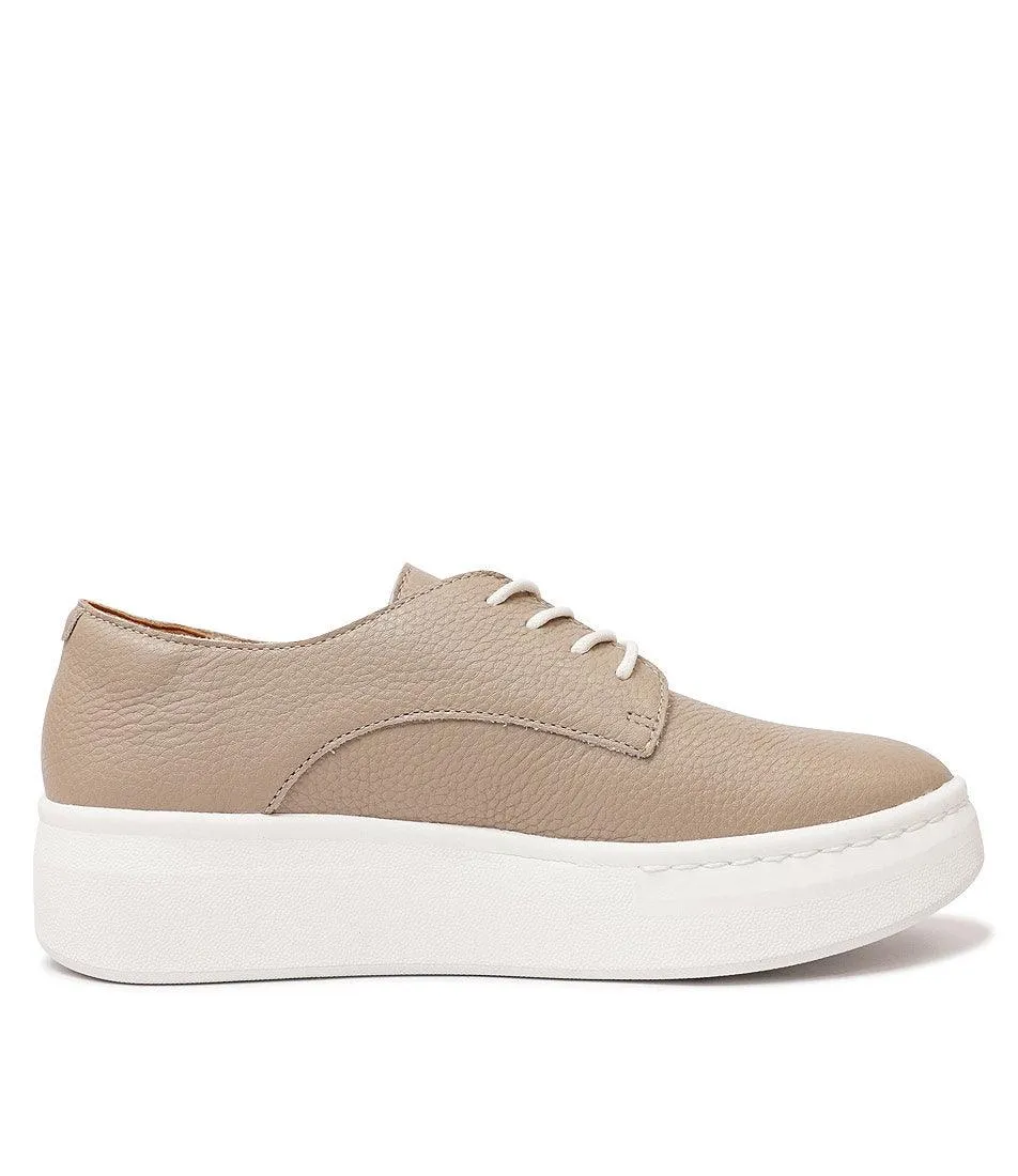 Derby City Taupe Tumble Leather Lace Up Flats