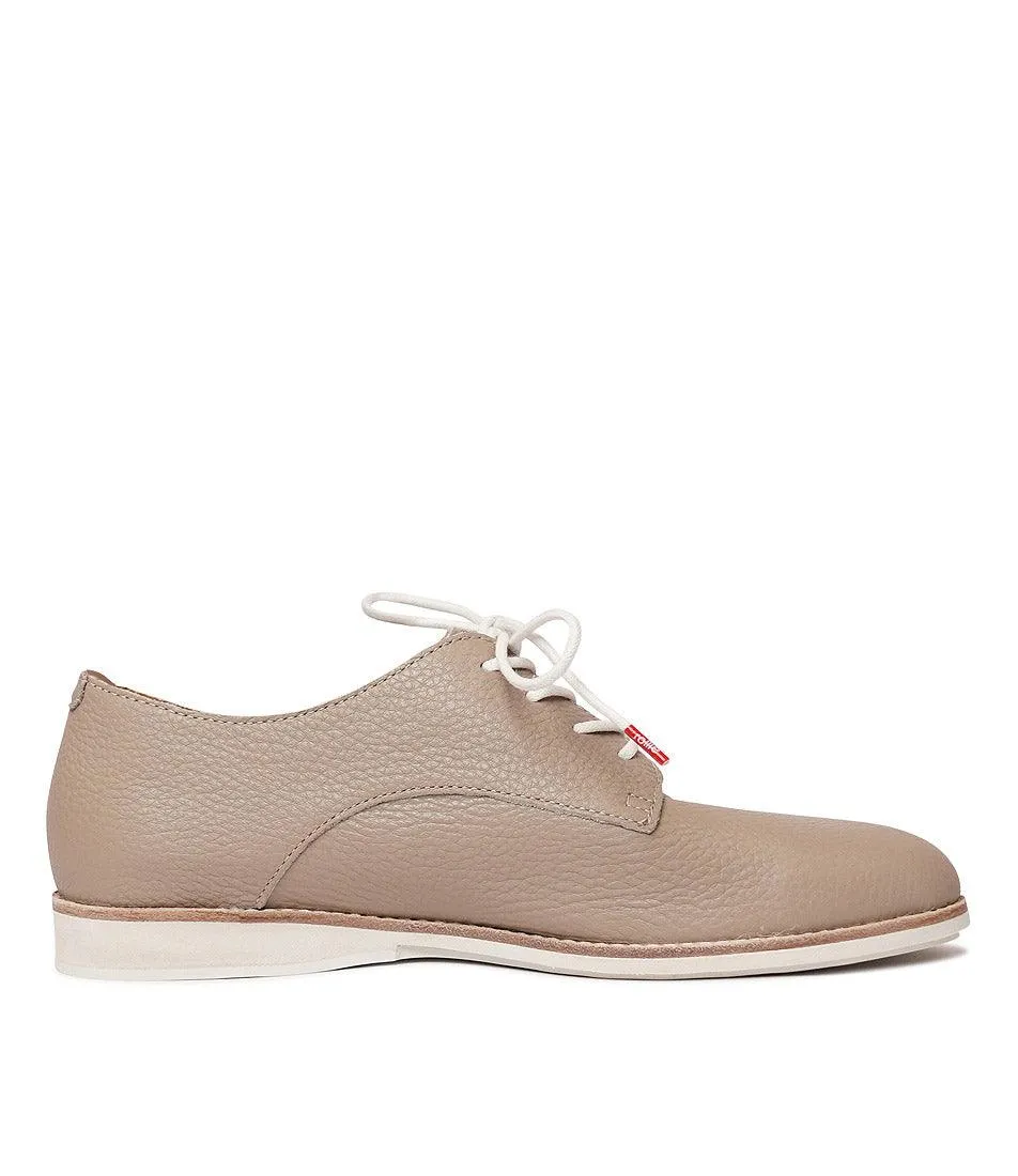 Derby Super Soft Taupe Leather Lace Up Flats