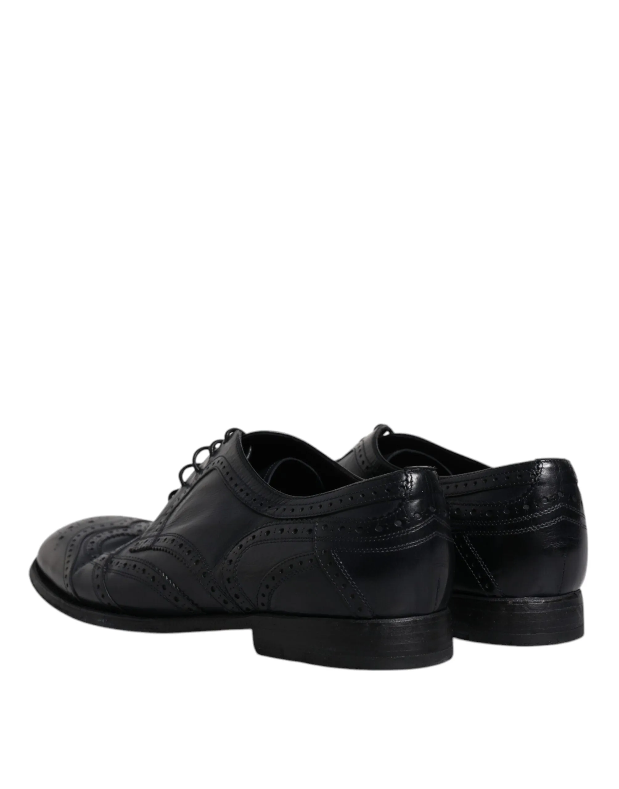 Dolce & Gabbana Blue Leather Derby Wingtip Formal Shoes