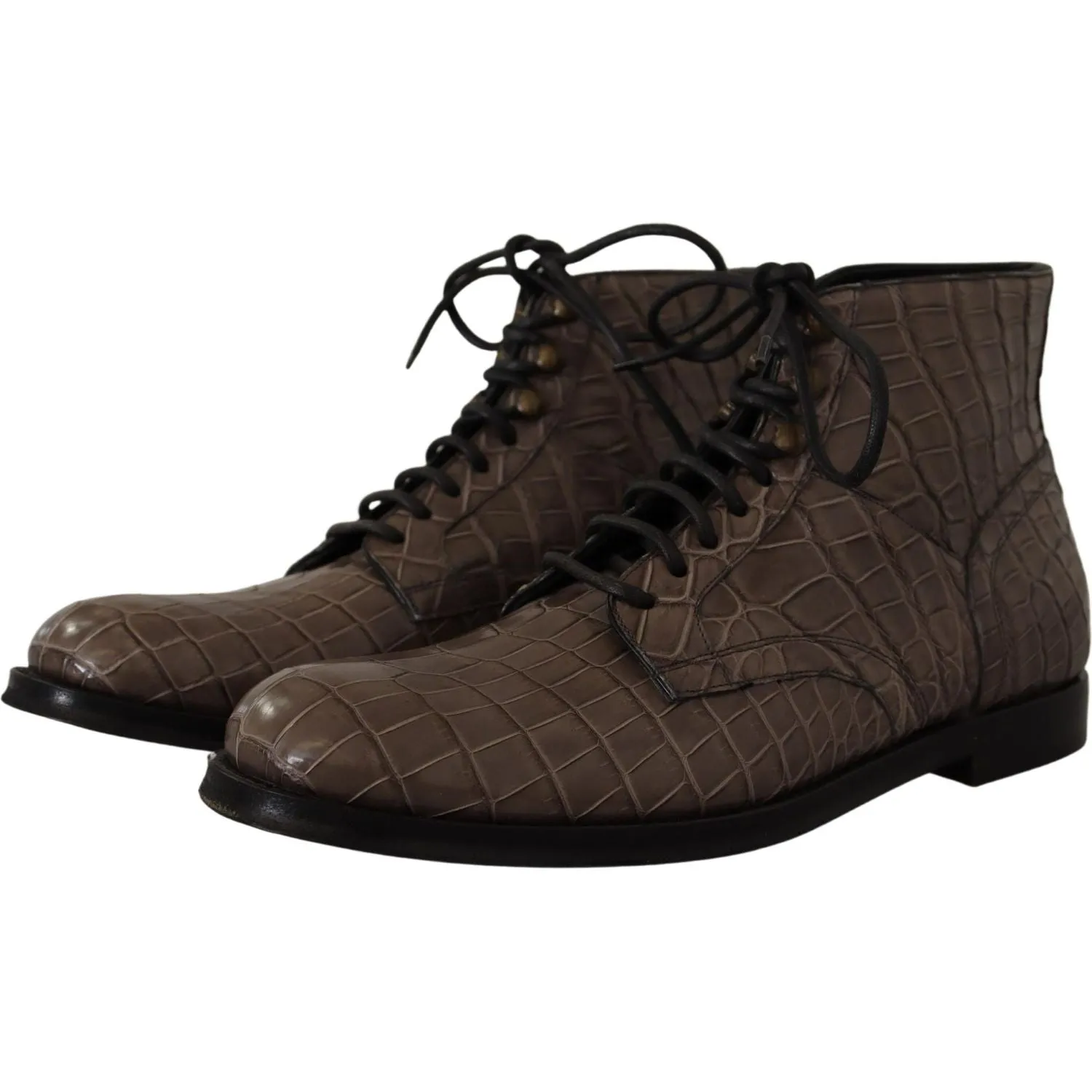 Dolce & Gabbana Elegant Crocodile Derby Brogue Boots