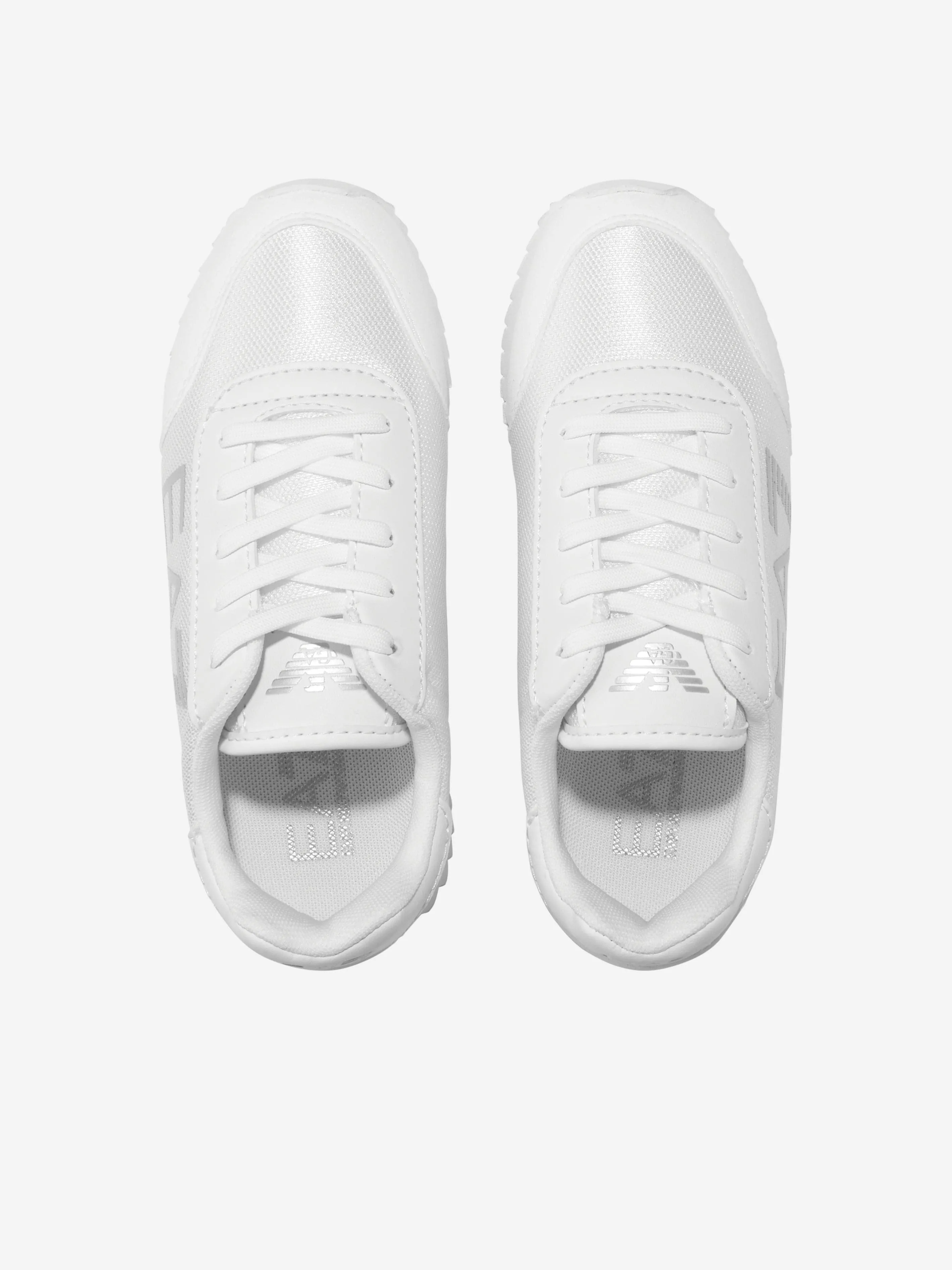 EA7 Emporio Armani Kids Logo Lace Up Trainers in White