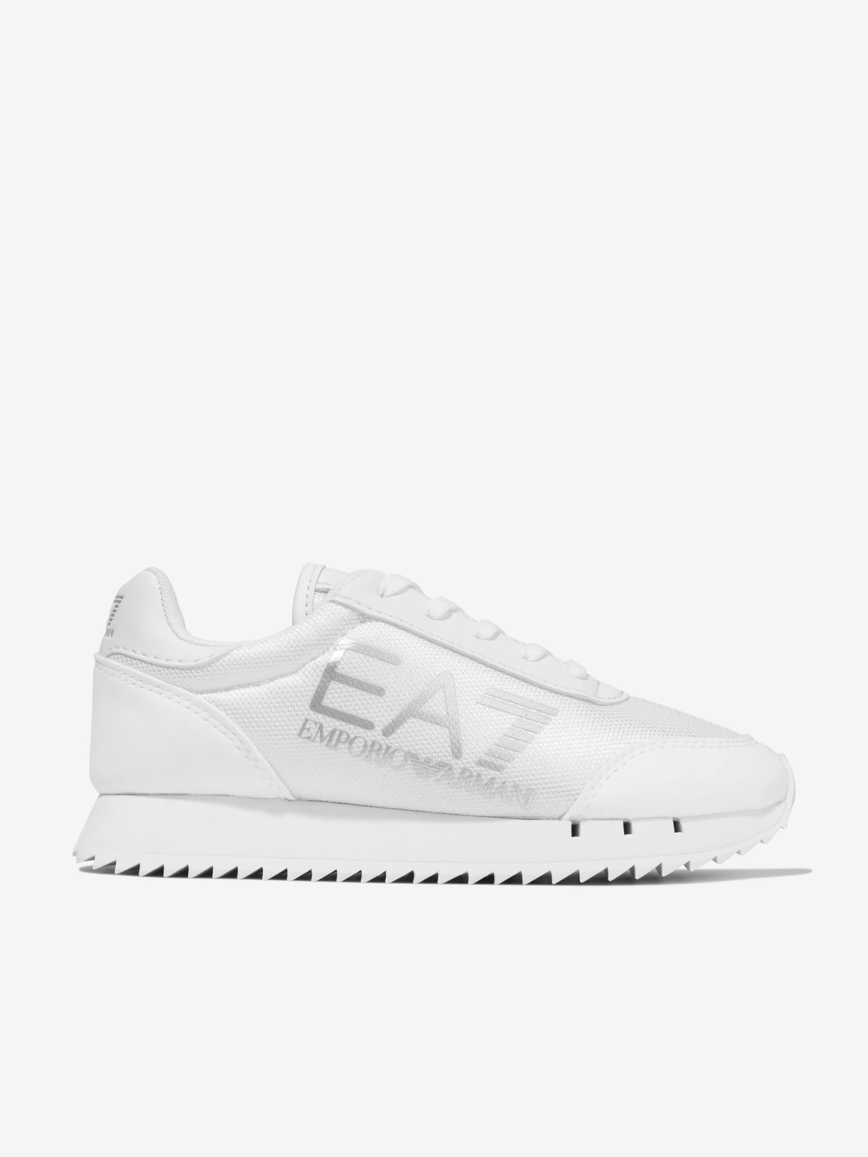 EA7 Emporio Armani Kids Logo Lace Up Trainers in White