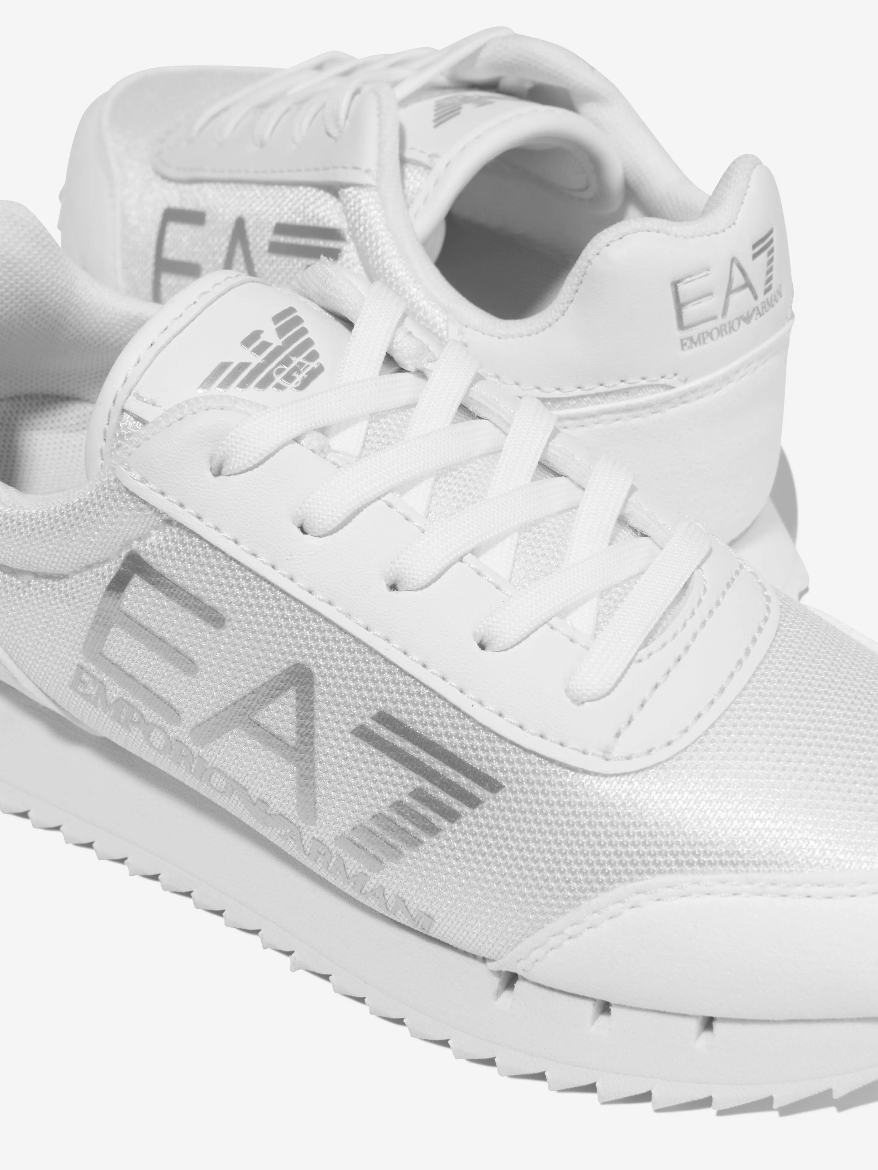 EA7 Emporio Armani Kids Logo Lace Up Trainers in White