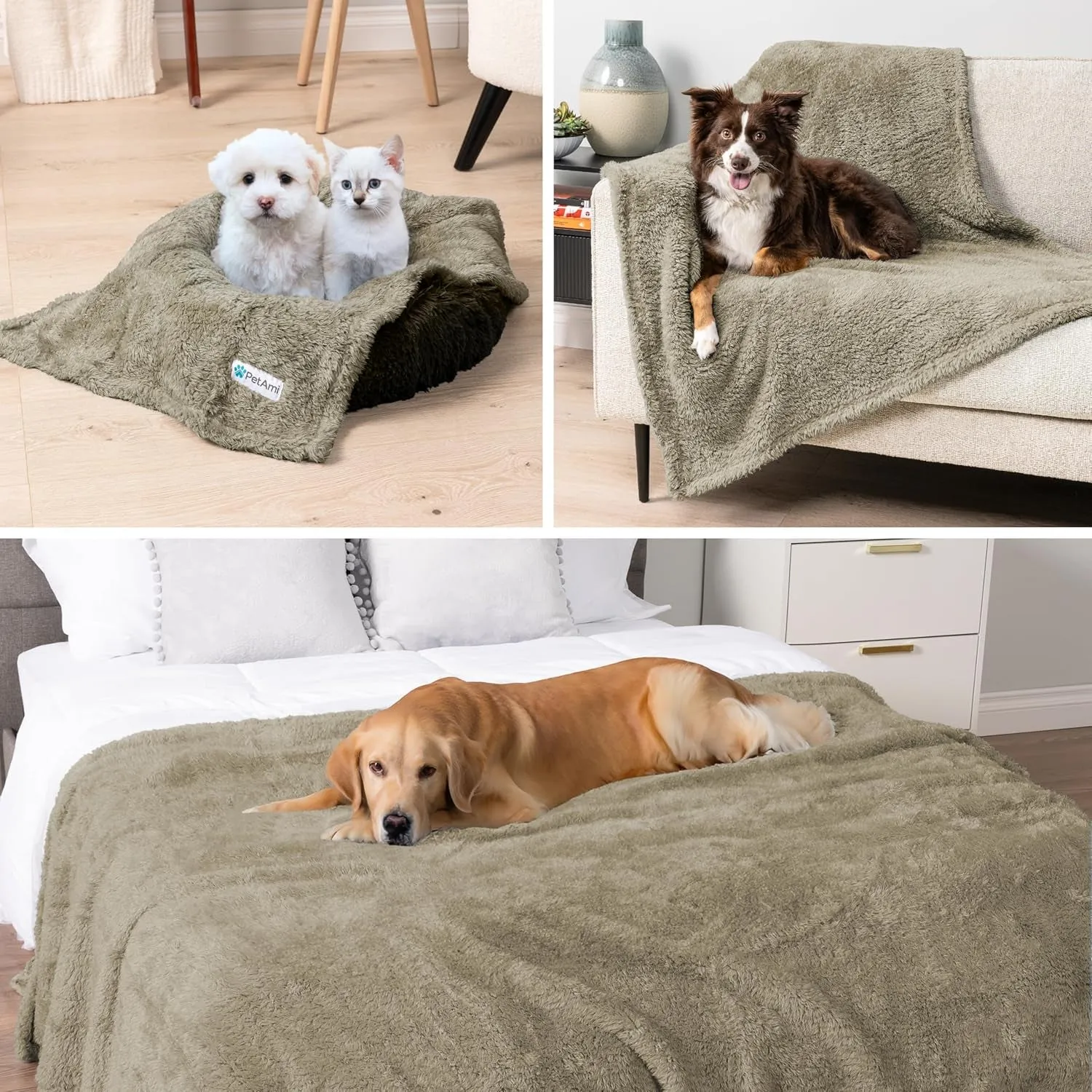 Fluffy Waterproof Dog Blanket for Small Medium Dogs, Soft Warm Pet Sherpa Throw Pee Proof Couch Cover