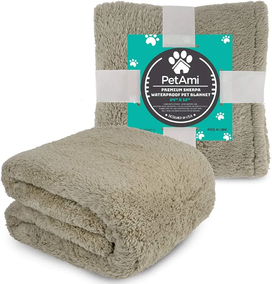 Fluffy Waterproof Dog Blanket for Small Medium Dogs, Soft Warm Pet Sherpa Throw Pee Proof Couch Cover