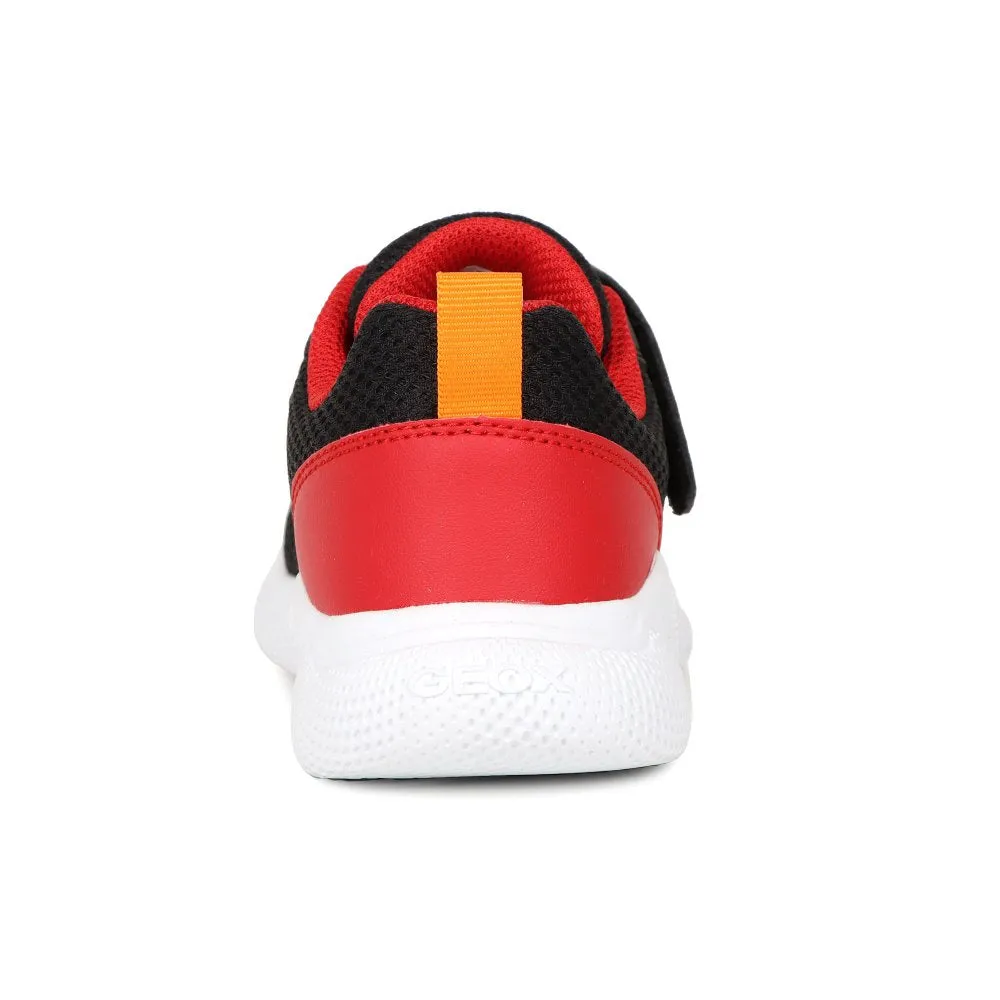 Geox J Sprintye Black Red Velcro Junior Trainers