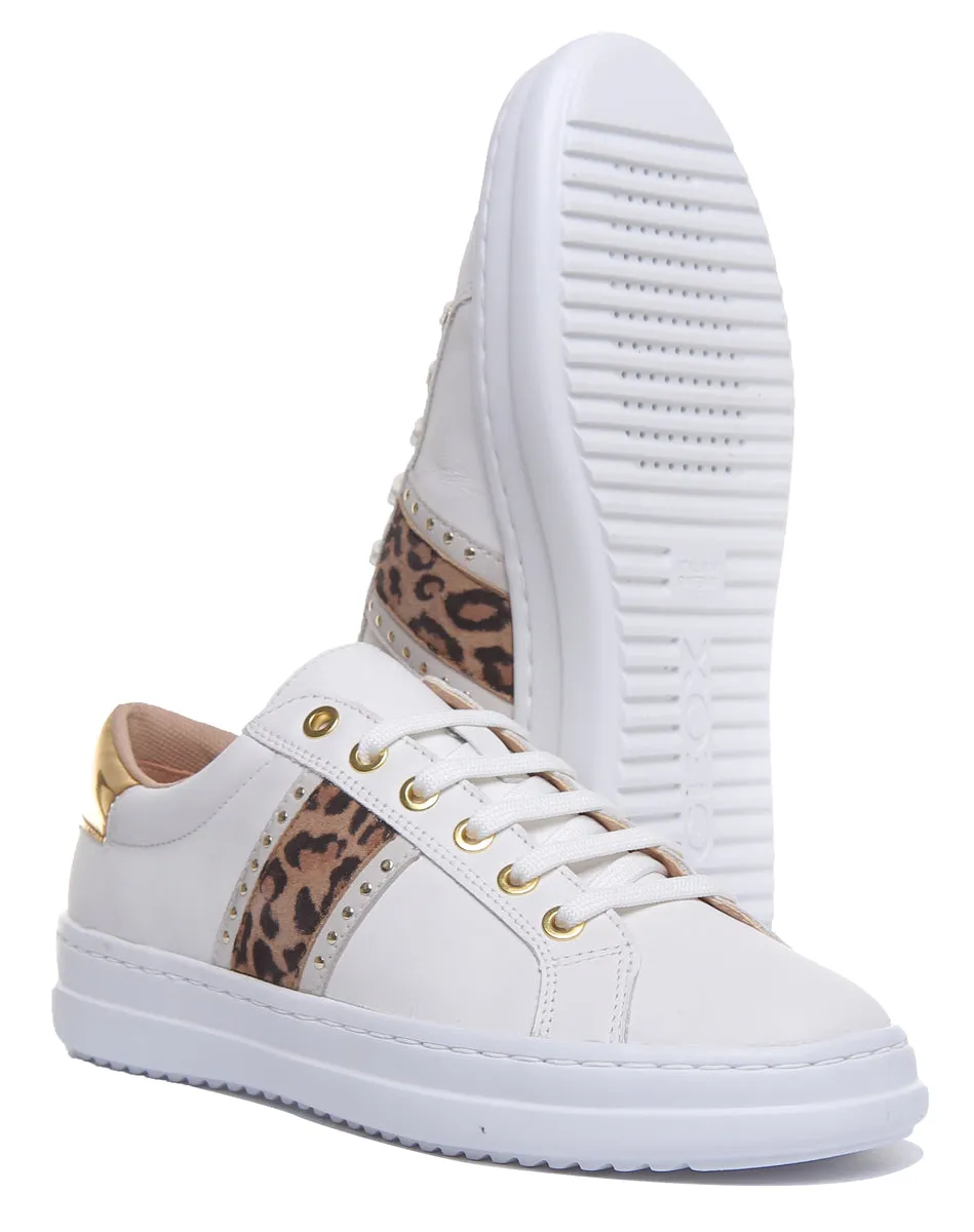 Geox Pontoise In White Leopard For Womens