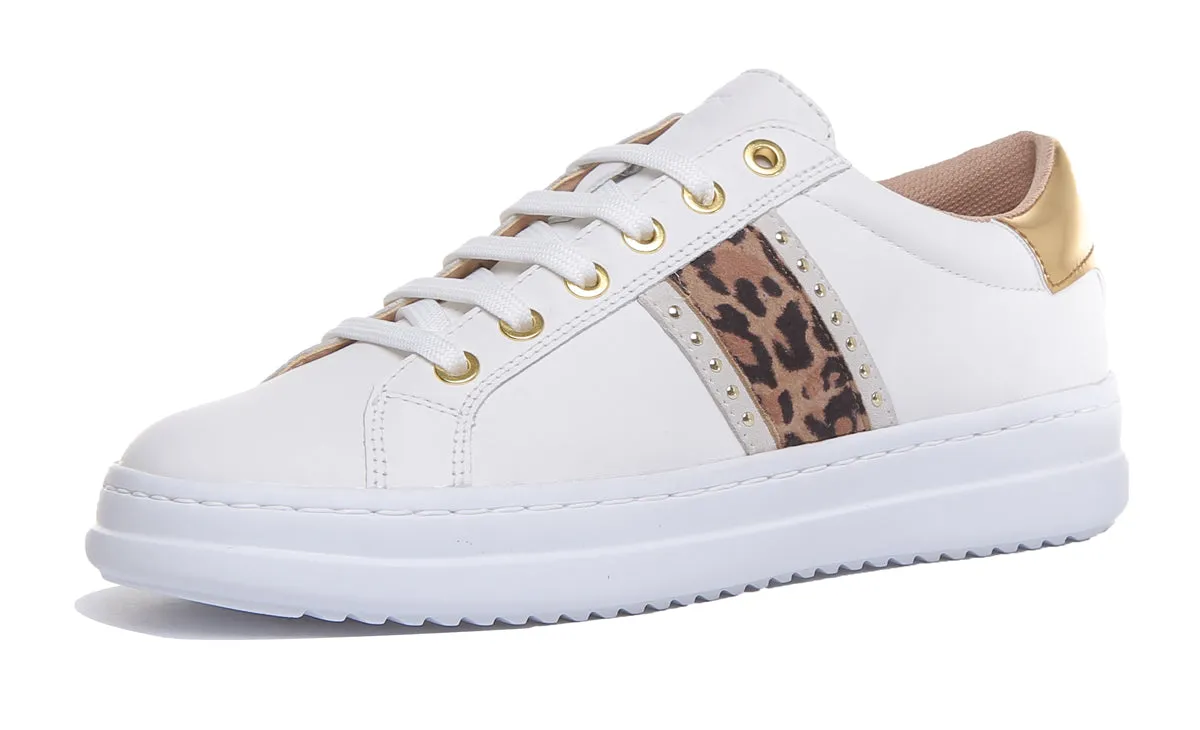 Geox Pontoise In White Leopard For Womens