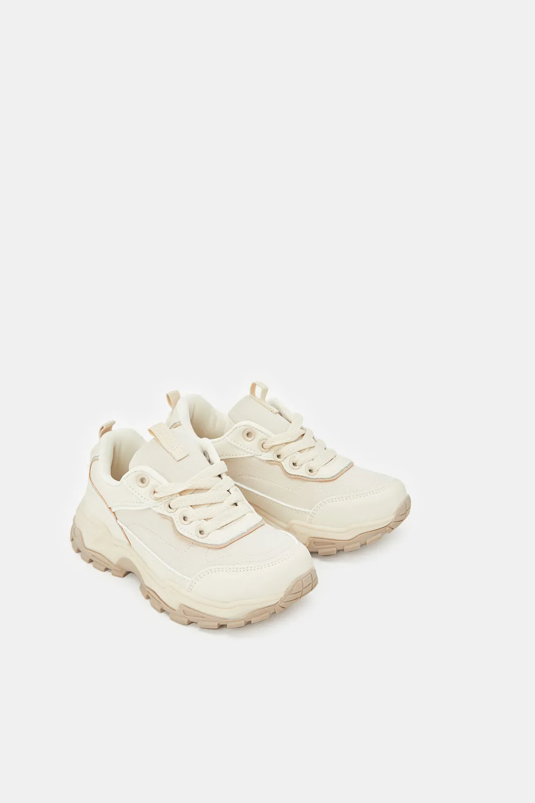 Girls Beige Chunky Trainers