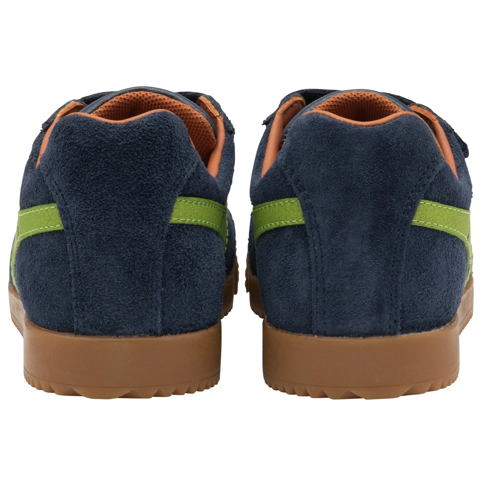 Gola Harrier Navy Zest  Moody Orange Suede Kids Trainers