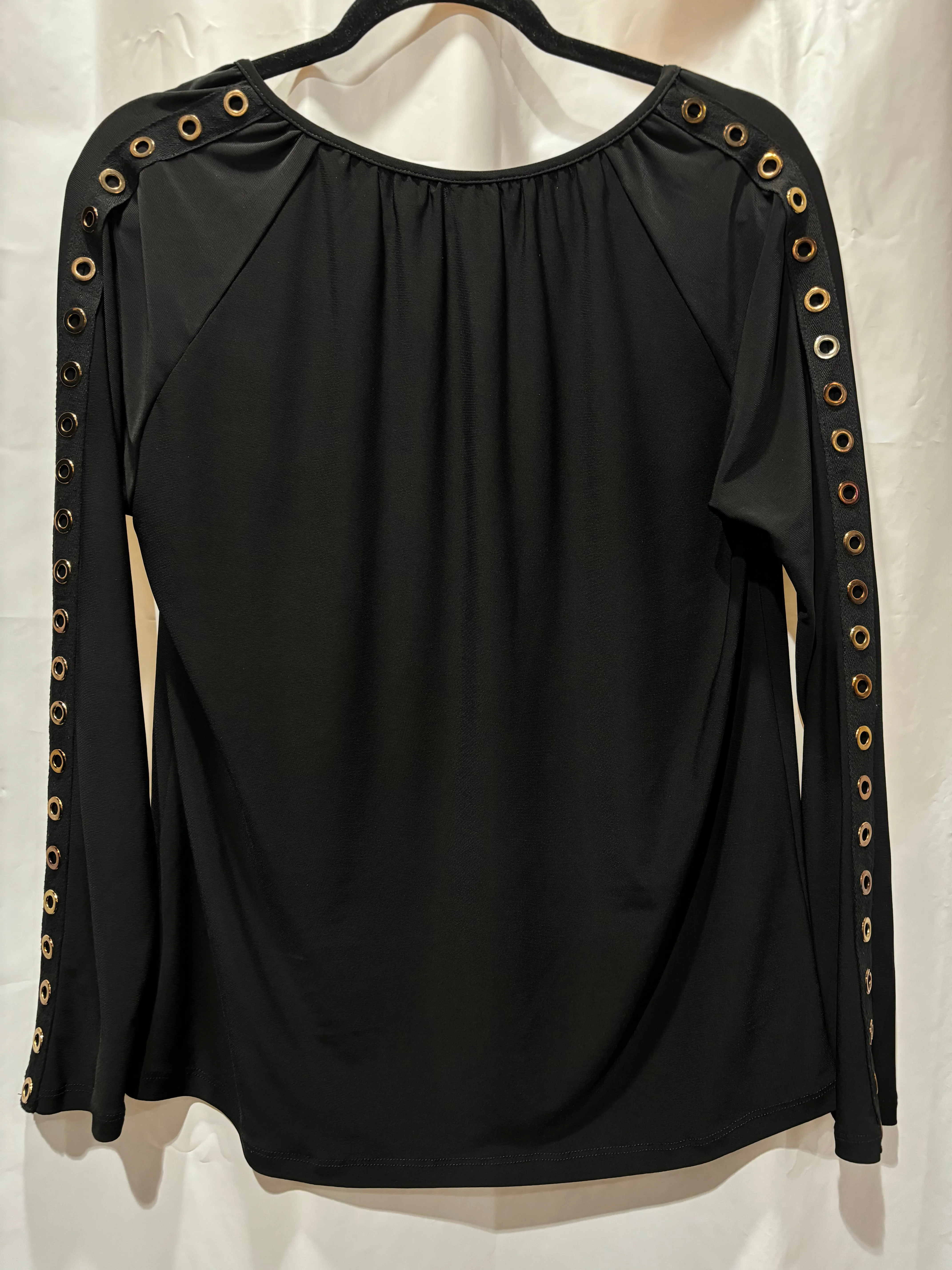 Grommet Embellished Black Top