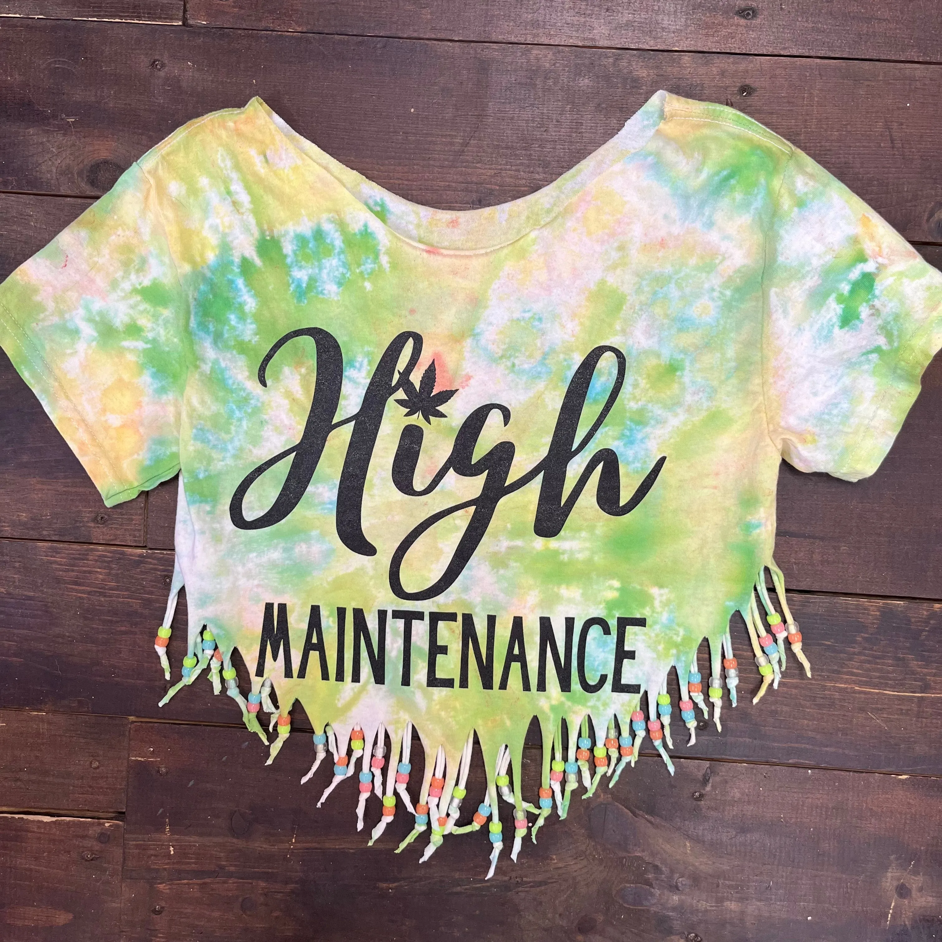 High Maintenace Fringed Tie Dye Top