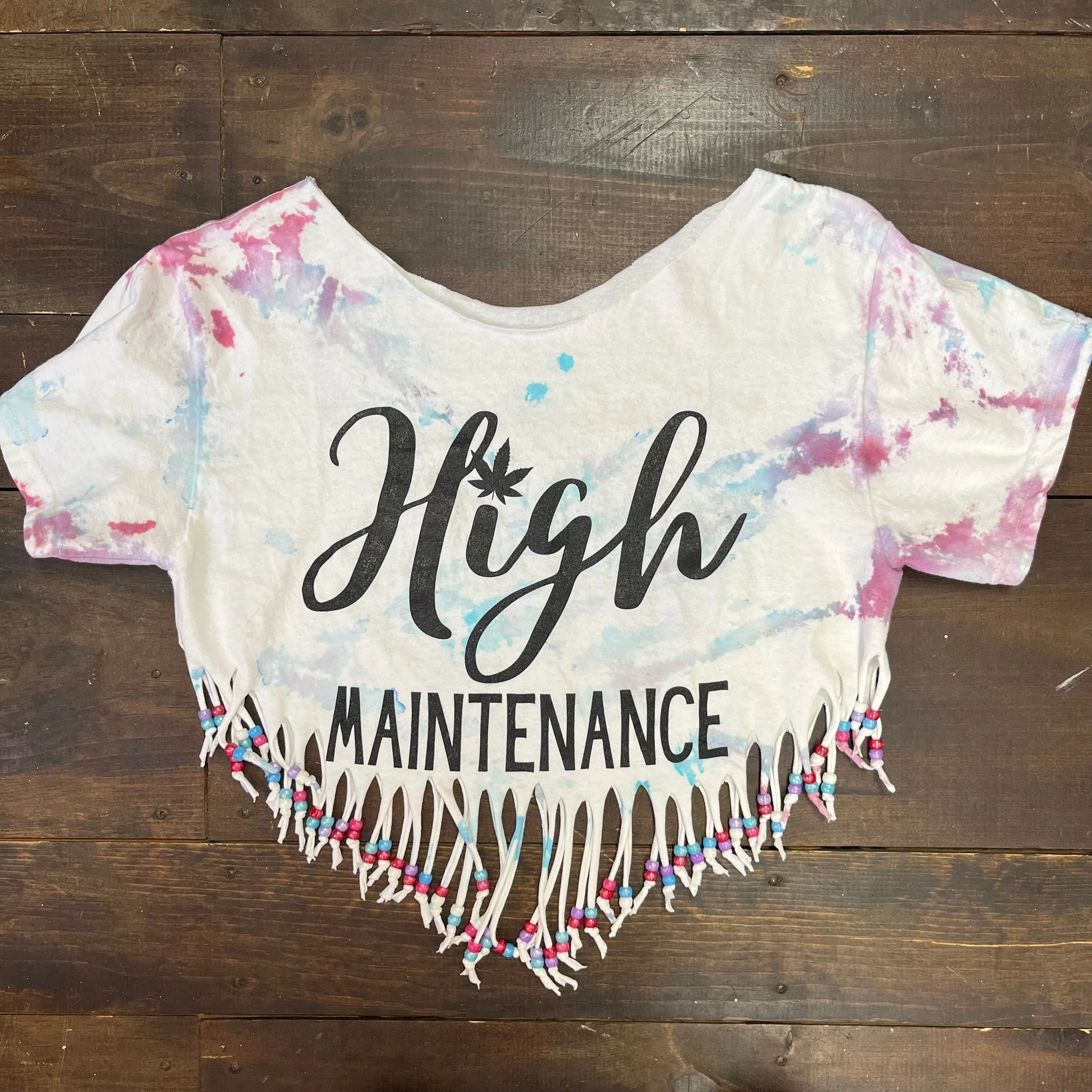 High Maintenace Fringed Tie Dye Top