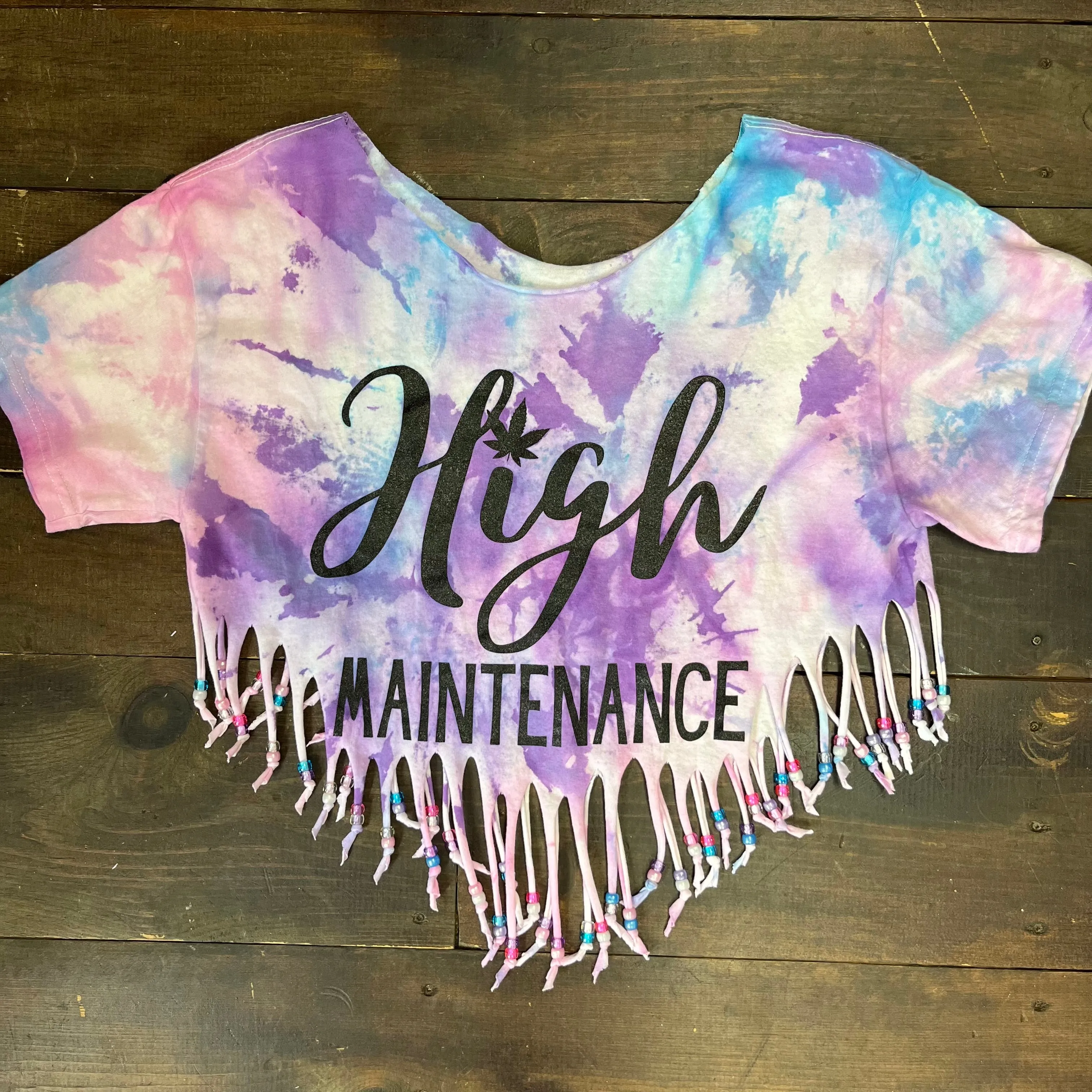 High Maintenace Fringed Tie Dye Top