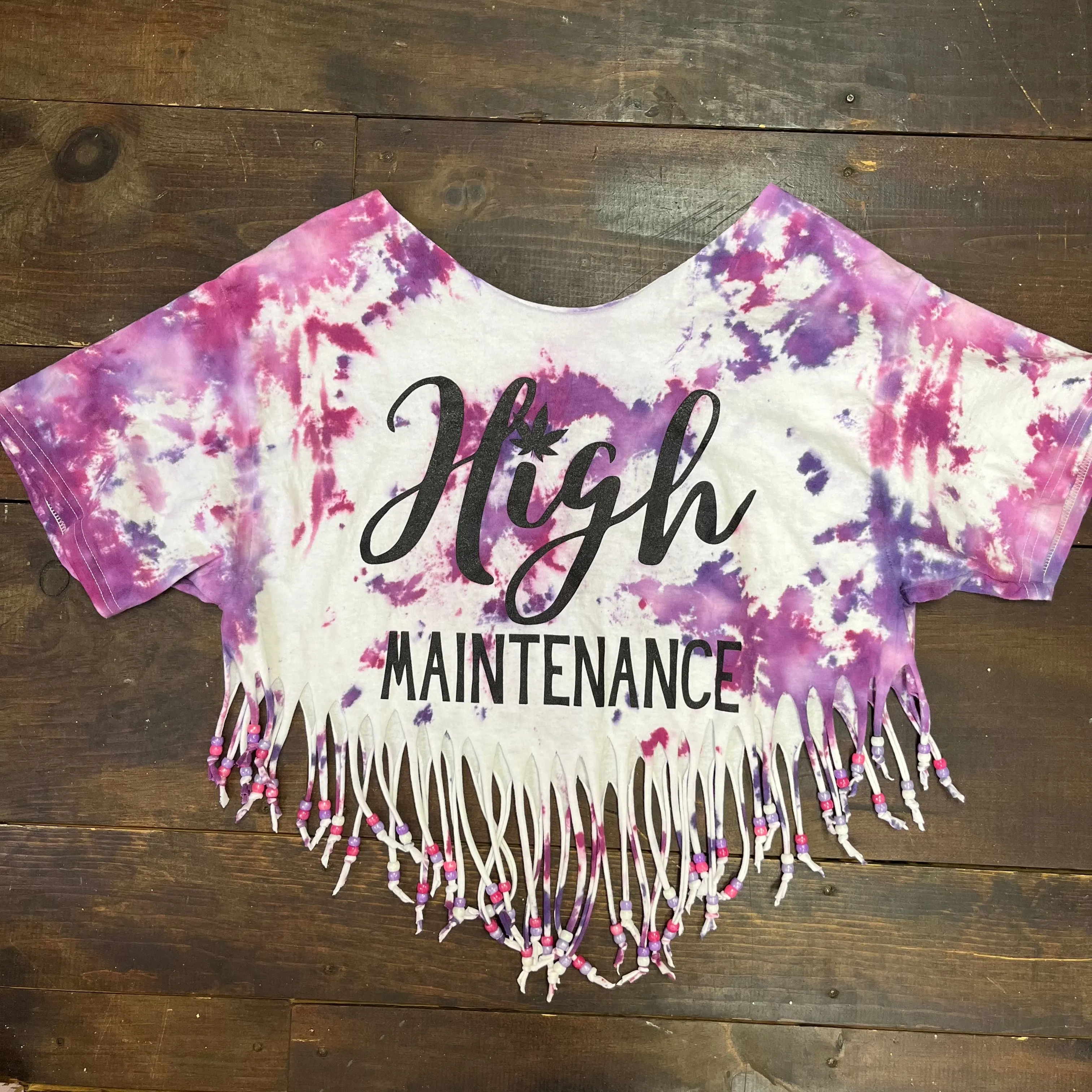 High Maintenace Fringed Tie Dye Top