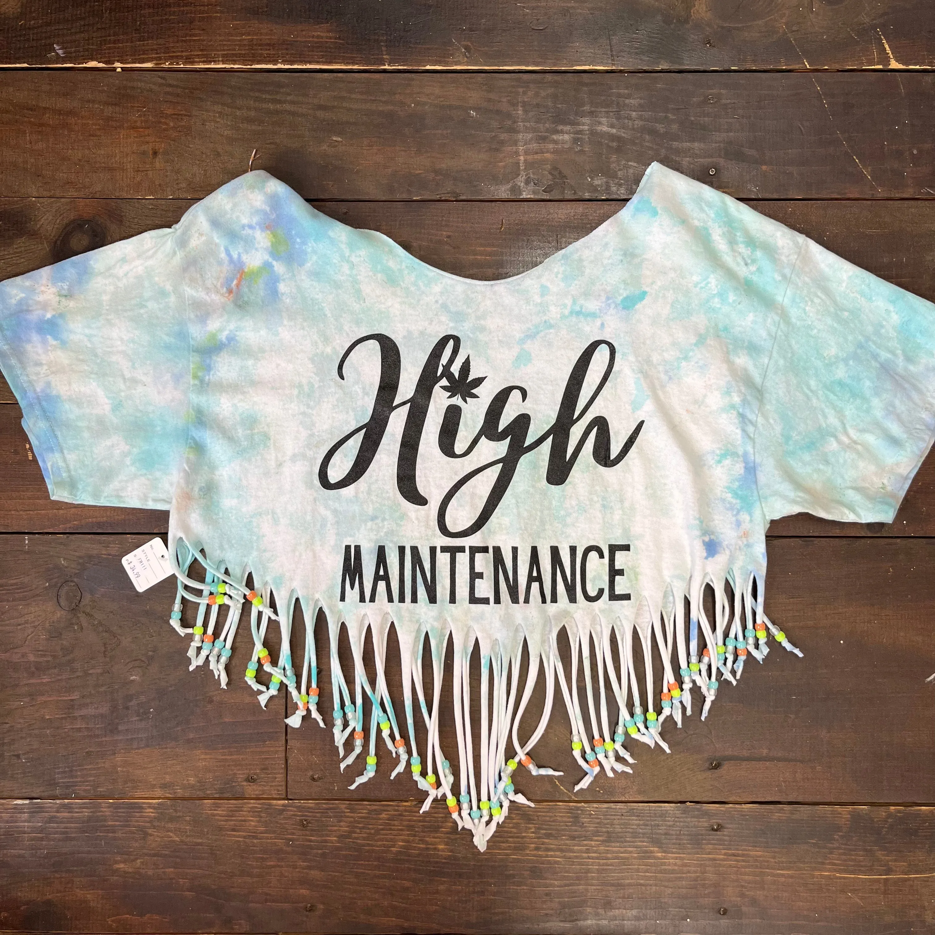 High Maintenace Fringed Tie Dye Top