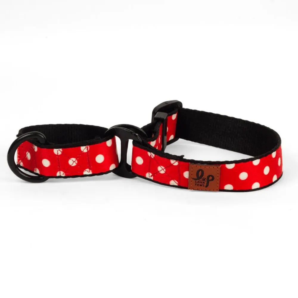 Lana Paws Polka Dots Red Martingale Collar for Dogs (Red)