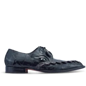 Mauri 3094 Slayer Men's Shoes Black Exotic Hornback / Crocodile Eyes Derby Oxfords (MA5436)